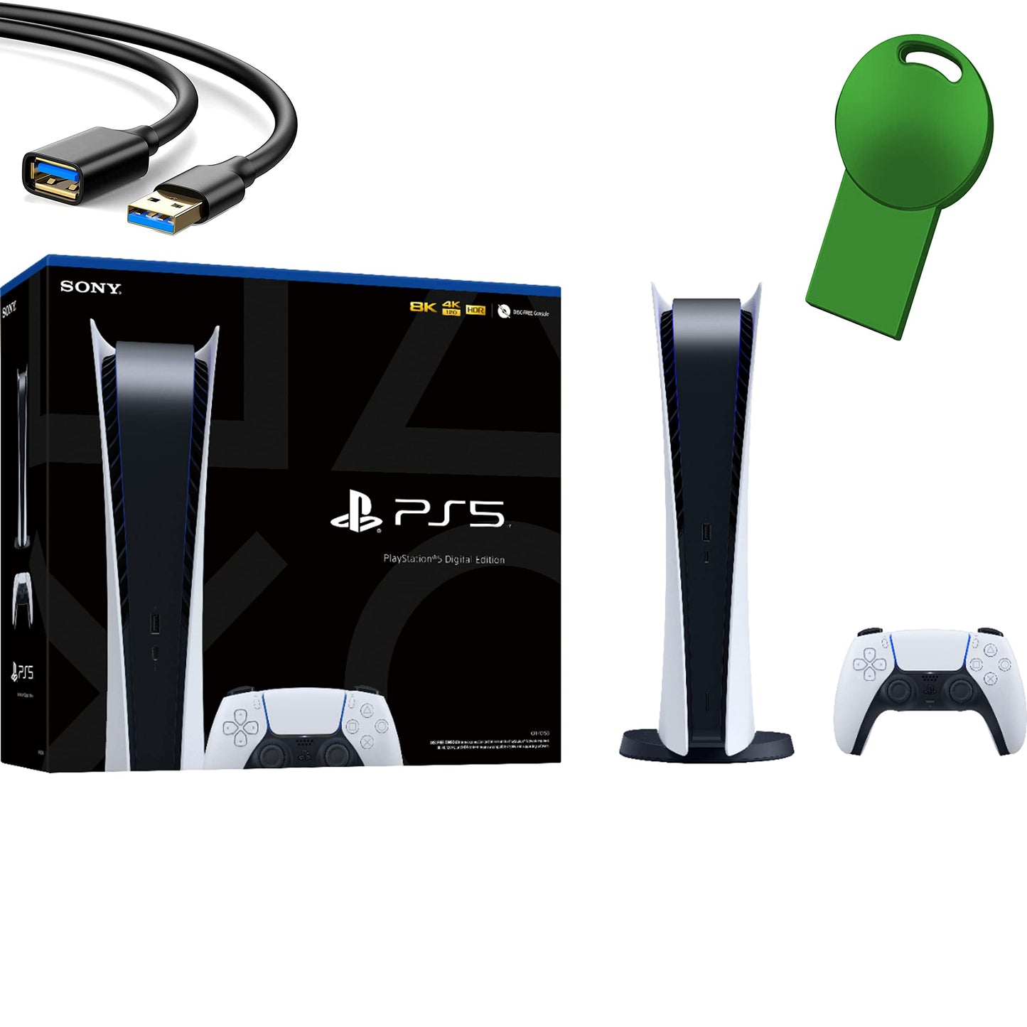Sony PS5 PlayStation 5 Digital Edition Gaming Console + 1 Wireless Controller - 16GB GDDR6 Memory, 825GB SSD Storage, WiFi 6, Bl