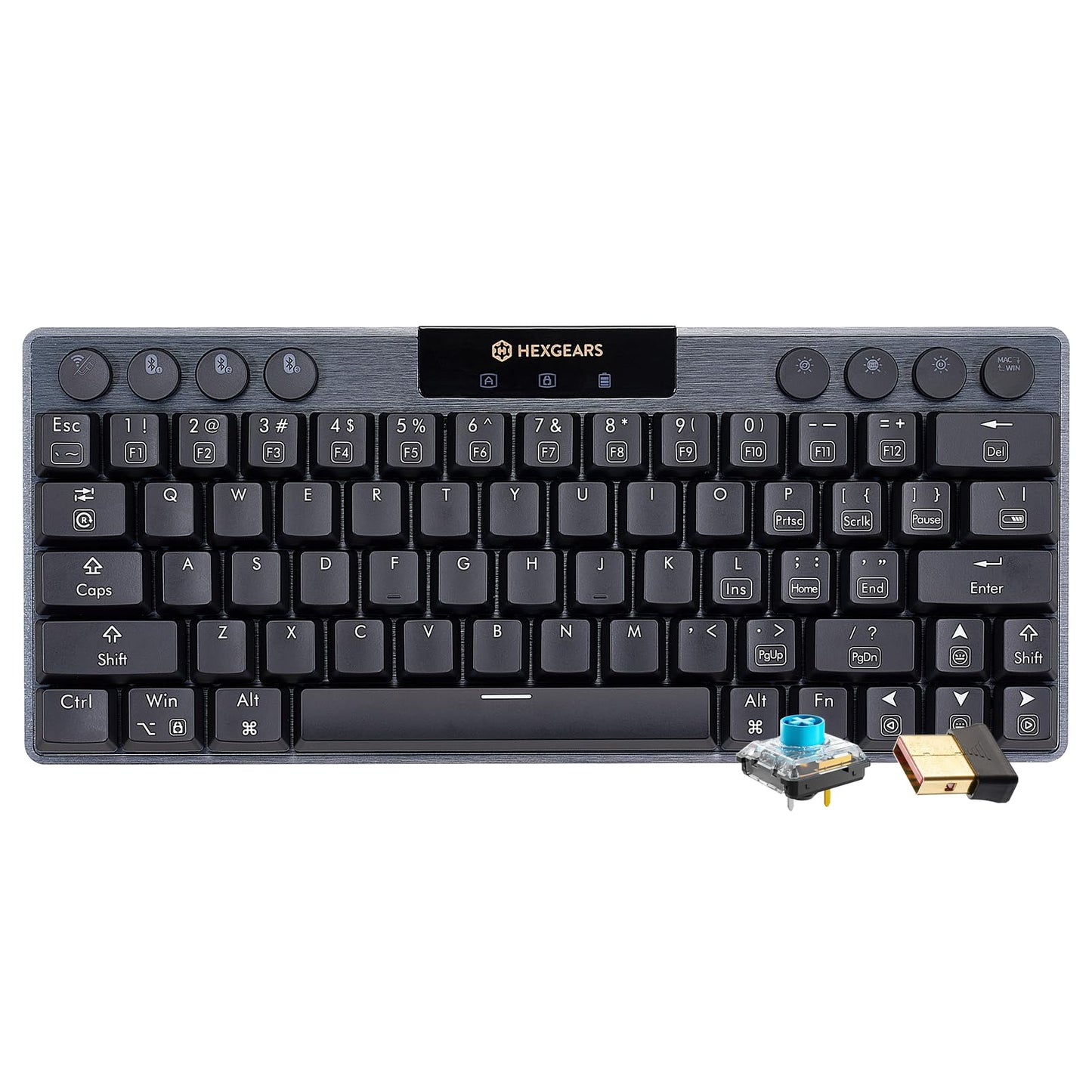 Hexgears A1 Low Profile Wireless Mechanical Keyboard - 60% Compact TKL Bluetooth 5.0/2.4GHz/Wired USB C Hot Swappable Clicky Switch RGB Backlit Mini Portable Gaming Keyboard Aluminum for PC/MAC