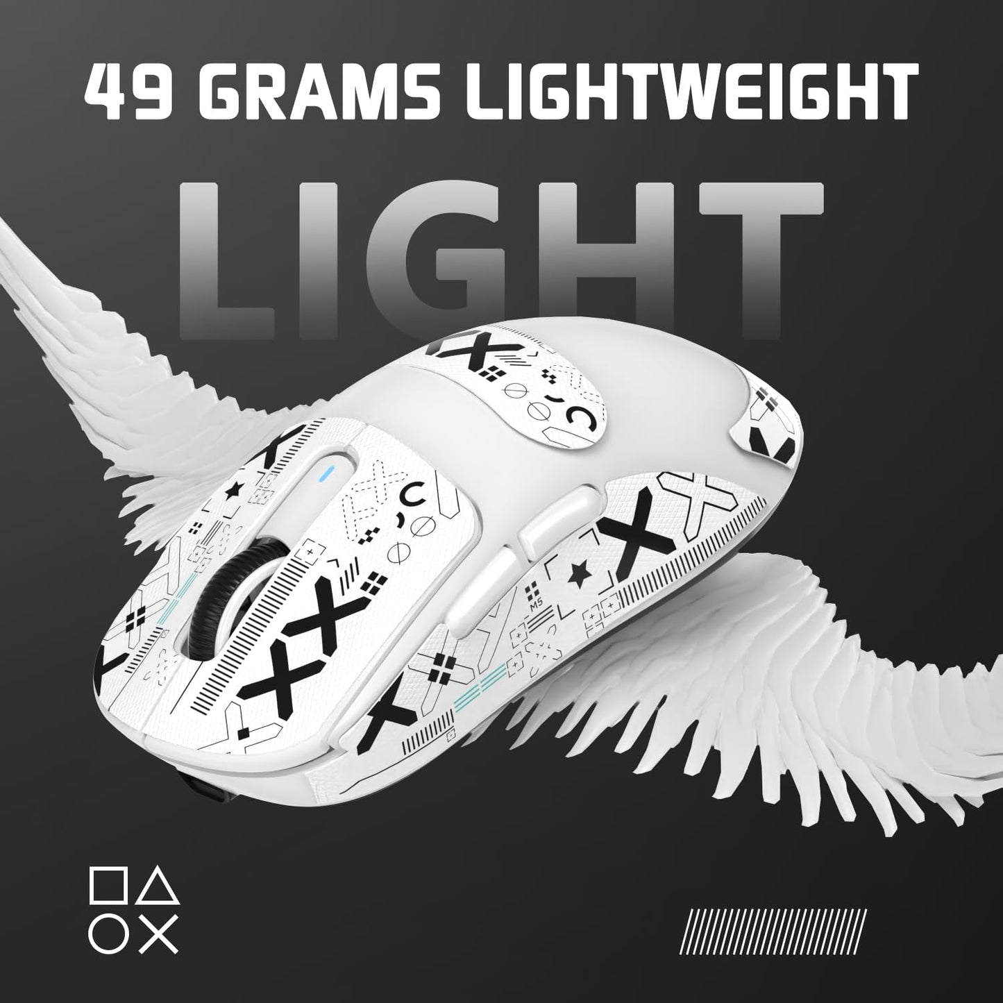 MAMBASNAKE Attack Shark X3 Wireless Gaming Mouse - 49g Ultralight, 26000 DPI, Bluetooth/2.4Ghz/Wired, White&Tape