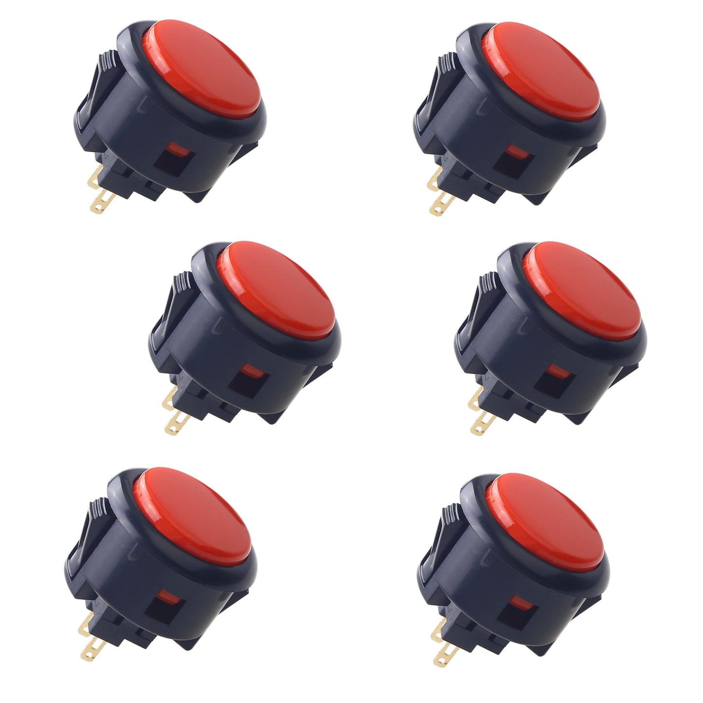 Sanwa 6 pcs OBSF-30 Original Push Button 30mm - for Arcade Jamma Video Game & Arcade Joystick Games Console (Black & Red) SatNWA