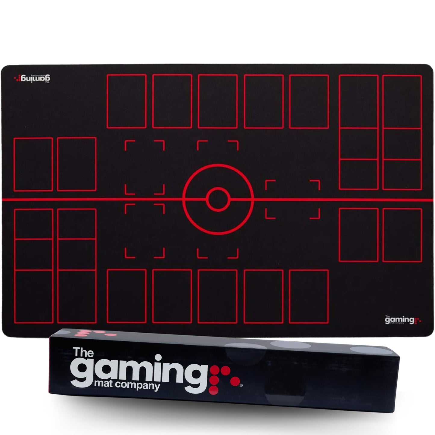The Gaming Mat Company 2 Player Compatible Pokemon Playmat for Pokemon Cards - 28 x 18 x 0.16 Black & Red adventure theme Mat Stadium Board for Pokemon TCG Playmat Game & Pokemon Mat Trading Card