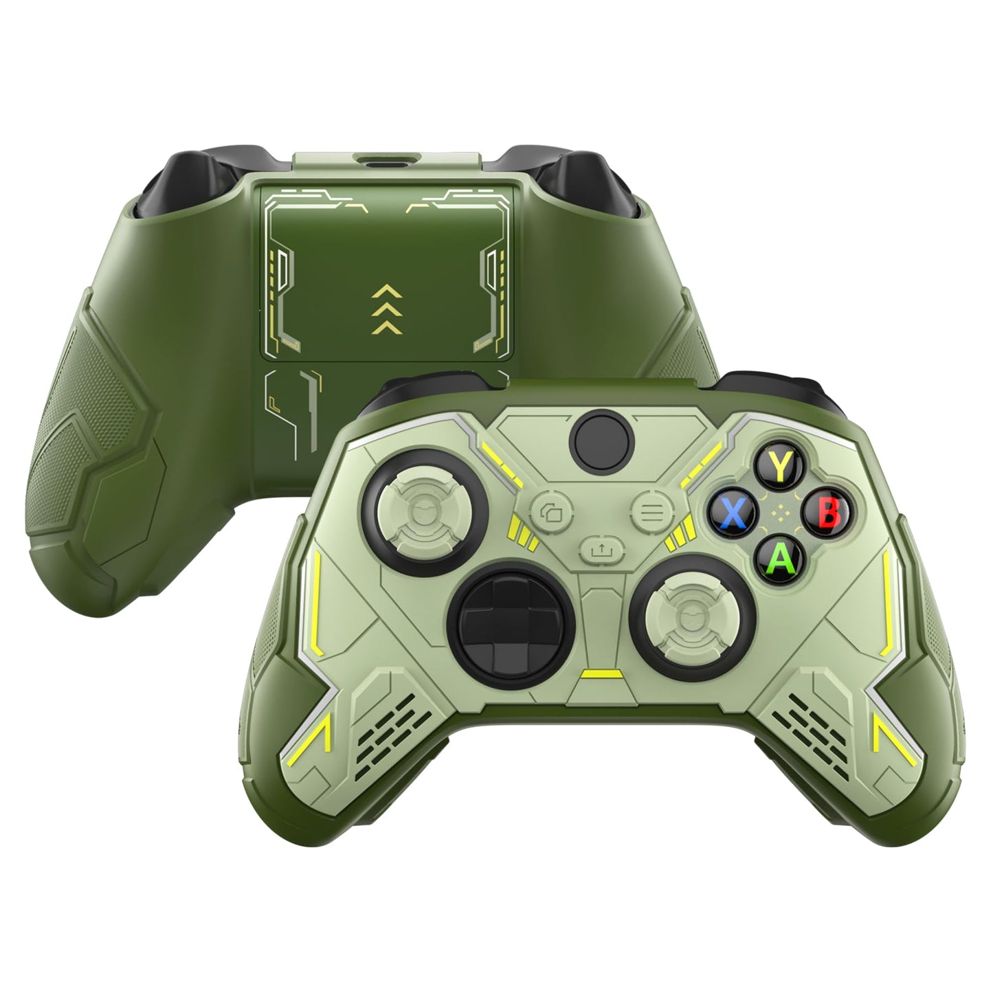playvital Stellar Mecha Silicone Cover Skin for Xbox Series X/S Controller Anti-slip Grip Protector with Thumb Grips & Sticker for Xbox Core Wireless Controller - Army Green & Sage Green