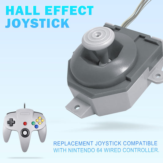 Intec Gaming N64 Replacement Hall Joystick - High Sensitivity, Plug & Play, Grey - Model G3643