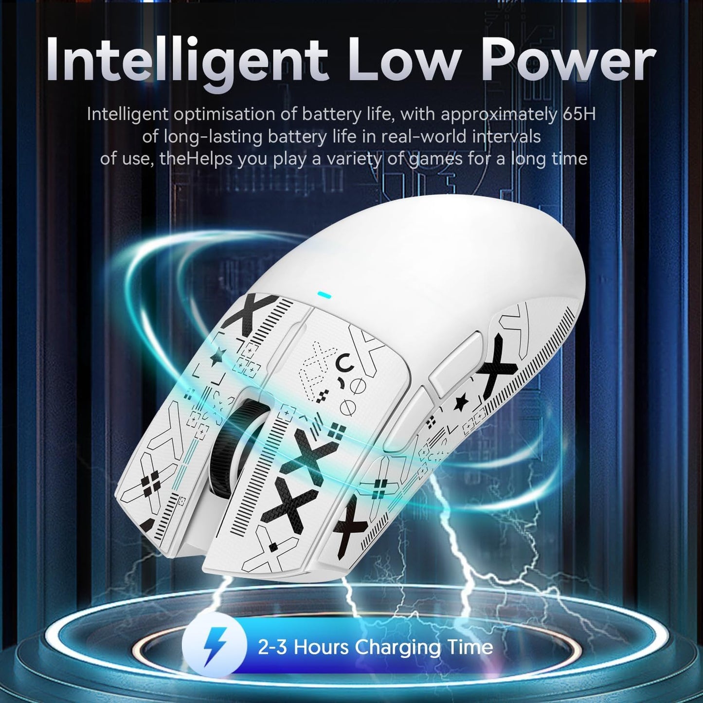 ATTACK SHARK X11 Ultra-Light Gaming Mouse 22K DPI 5 Programmable Buttons White&Sticker with Magnetic Charging Stand for PC/Mac