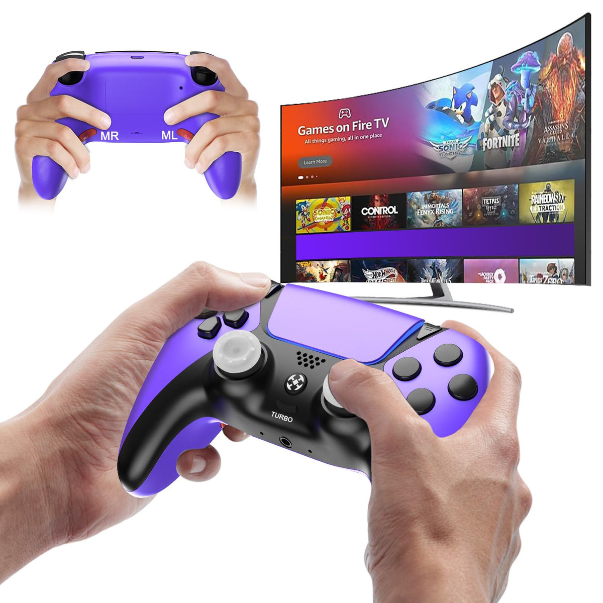 Enstixsm Upgrade Ymir Luna Controller for Fire TV Compatible with marketplace Luna and GeForce Now Luna Wireless Controller with Back Paddles 1200mAh Turbo Dual Motors No Drift ALPS Joystick (Purple)