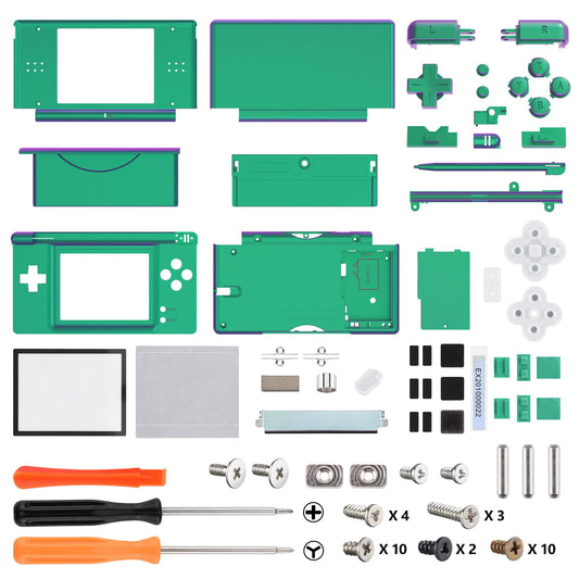 eXtremeRate Nintendo DS Lite Replacement Full Housing Shell Case - Chameleon Green Purple