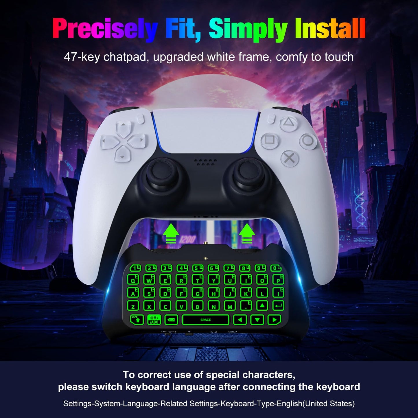 MoKo RGB Backlight Keyboard for PS5 Controller, Bluetooth Mini Gamepad with Speaker & 3.5mm Audio Jack, Multi Colors, Model P840401400951