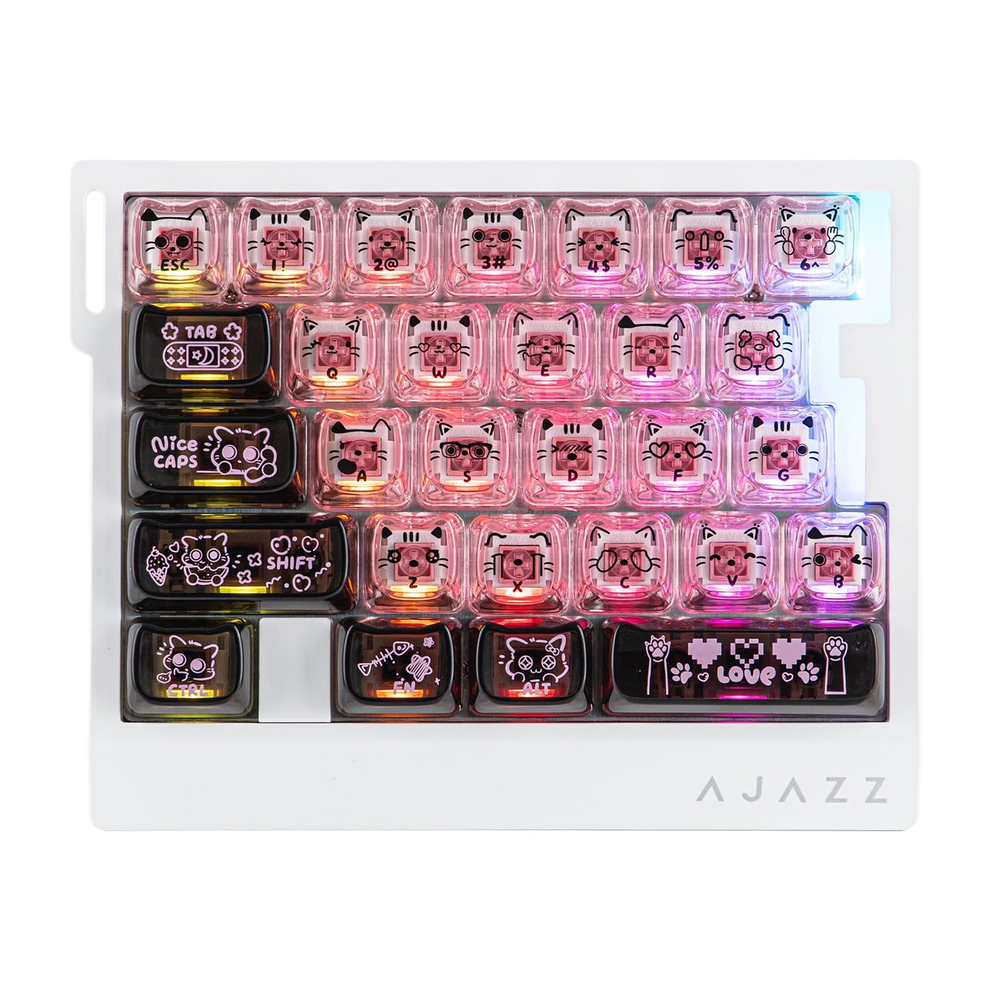 MechLands AJAZZ AK029 One Handed Gaming Keyboard 8Khz Polling 29 Keys Rapid Fast Wired Keyboard SOCD & DKS Magnetic Switch Adjustable Actuation RGB Backlits Aluminum Plate (Black Pink)
