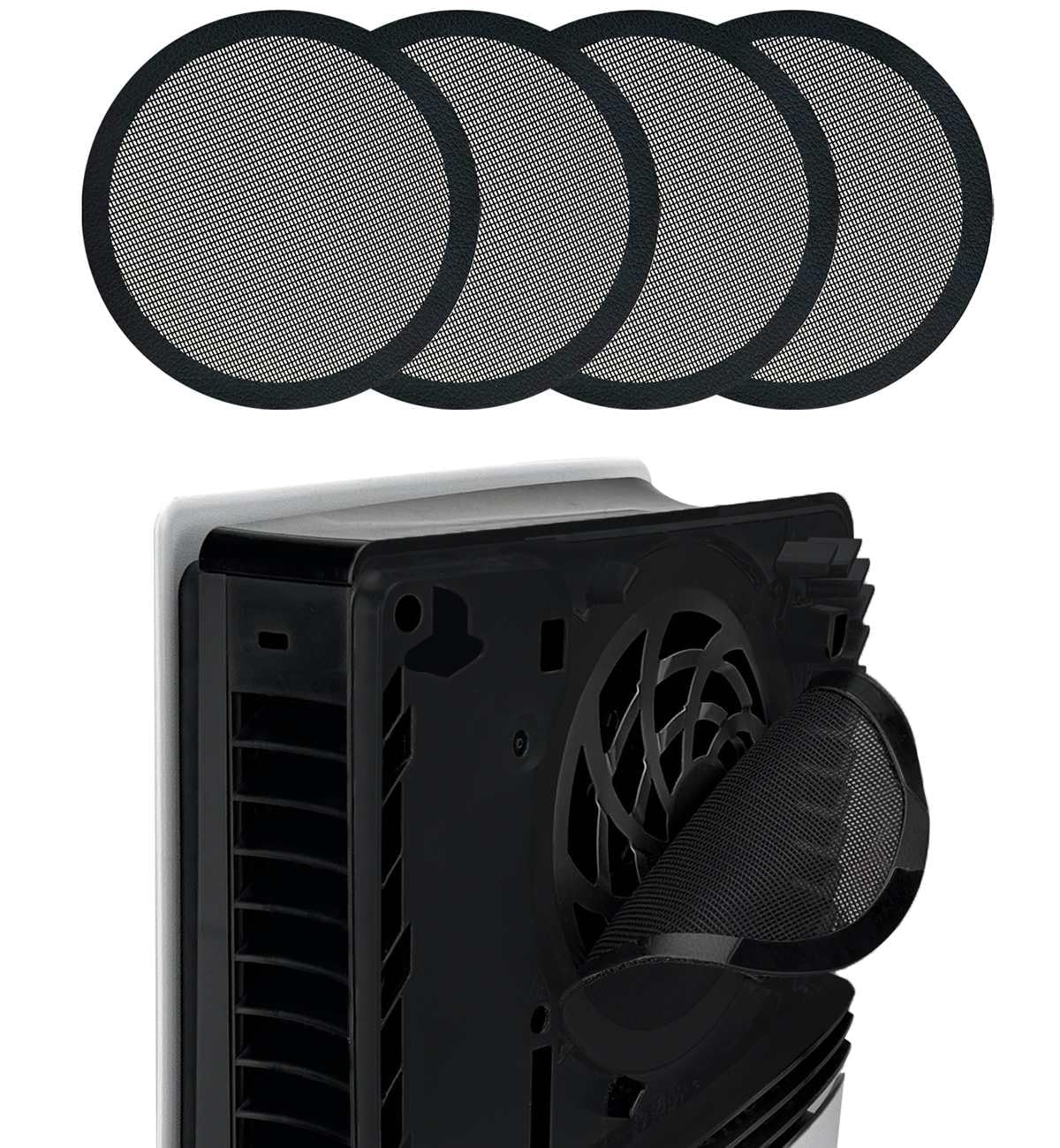 Chanvoo PS5 Slim/Pro Dust Cover Protector 4 Pack Fan Dustproof Filter Mesh High-Density Breathable Mesh Dust Cover for Cooling Fan Compatible with Digital & Disc Edition (Black)