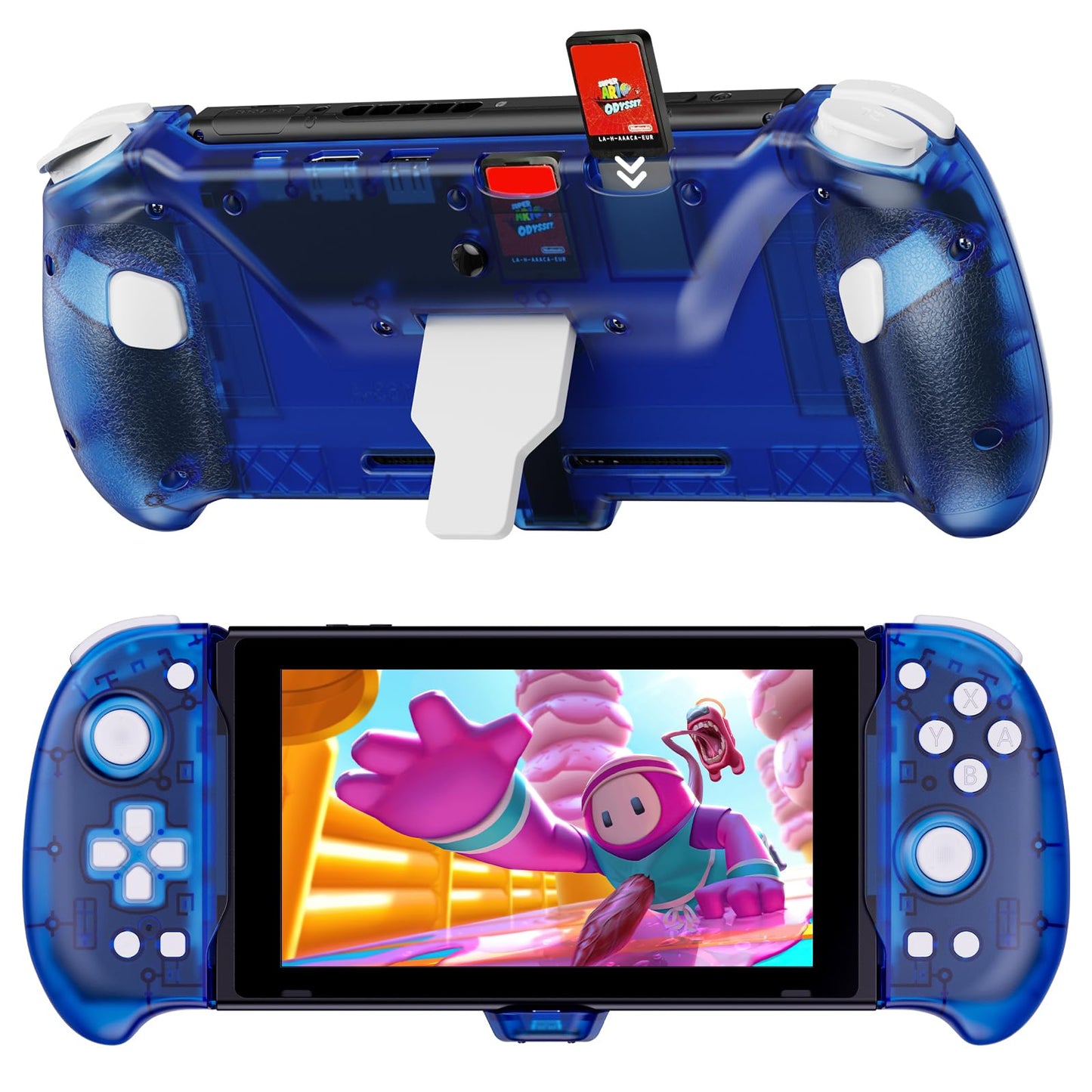NexiGo Hall Effect Gripcon with Kickstand and HDMI Out for TV Docking Hall Sensing Joystick for Switch/Switch OLED Handheld Mode 4K/1080P Supported HDMI and USB 3.0 Port Blue