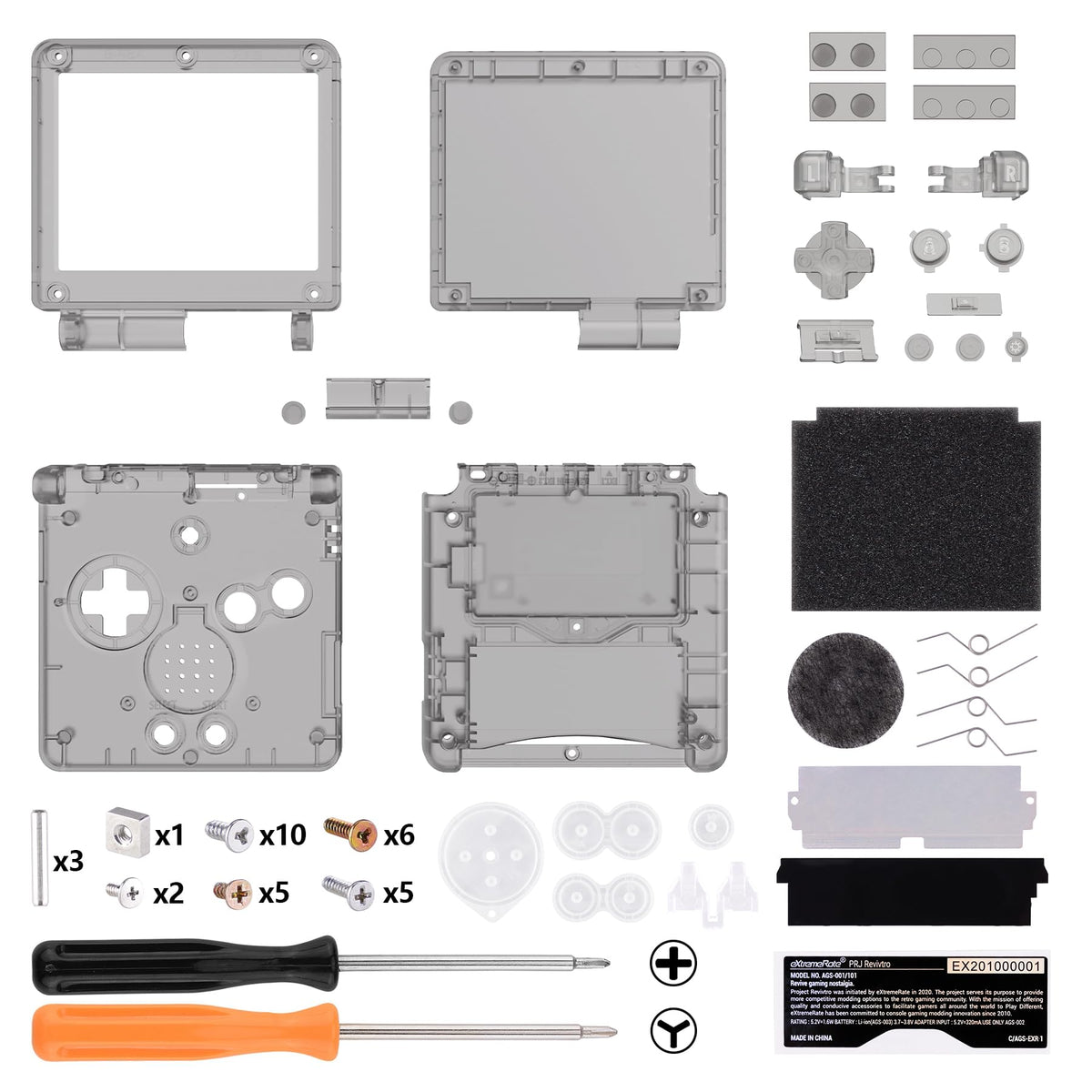 IPS Ready Upgraded eXtremeRate Clear Black Custom Replacement Housing Shell for Gameboy Advance SP GBA SP - Compatible with Both IPS & Standard LCD - Console & Screen NOT Included