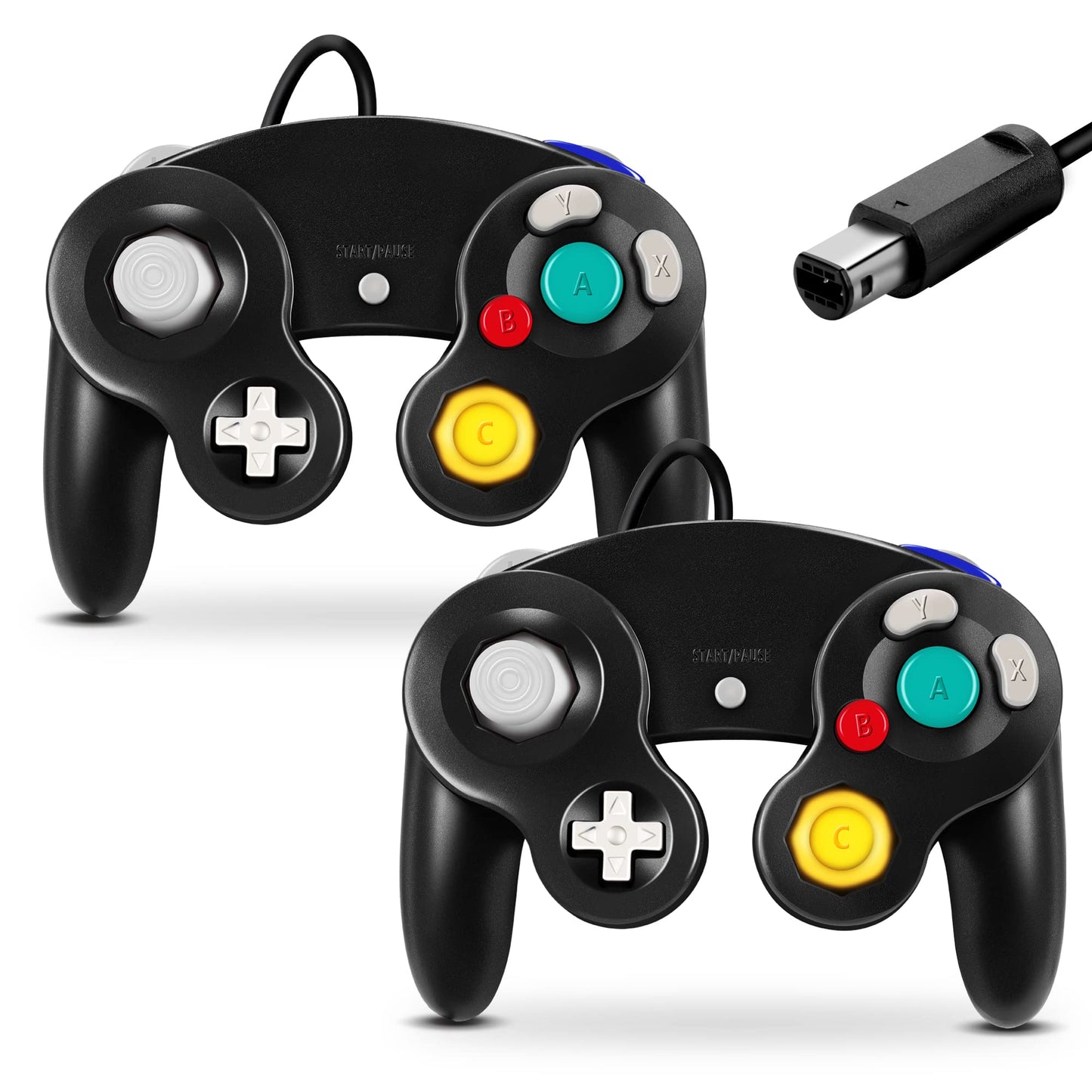 FIOTOK Gamecube Controller Classic Wired Controller for Wii Nintendo Gamecube (Black-2Pack)