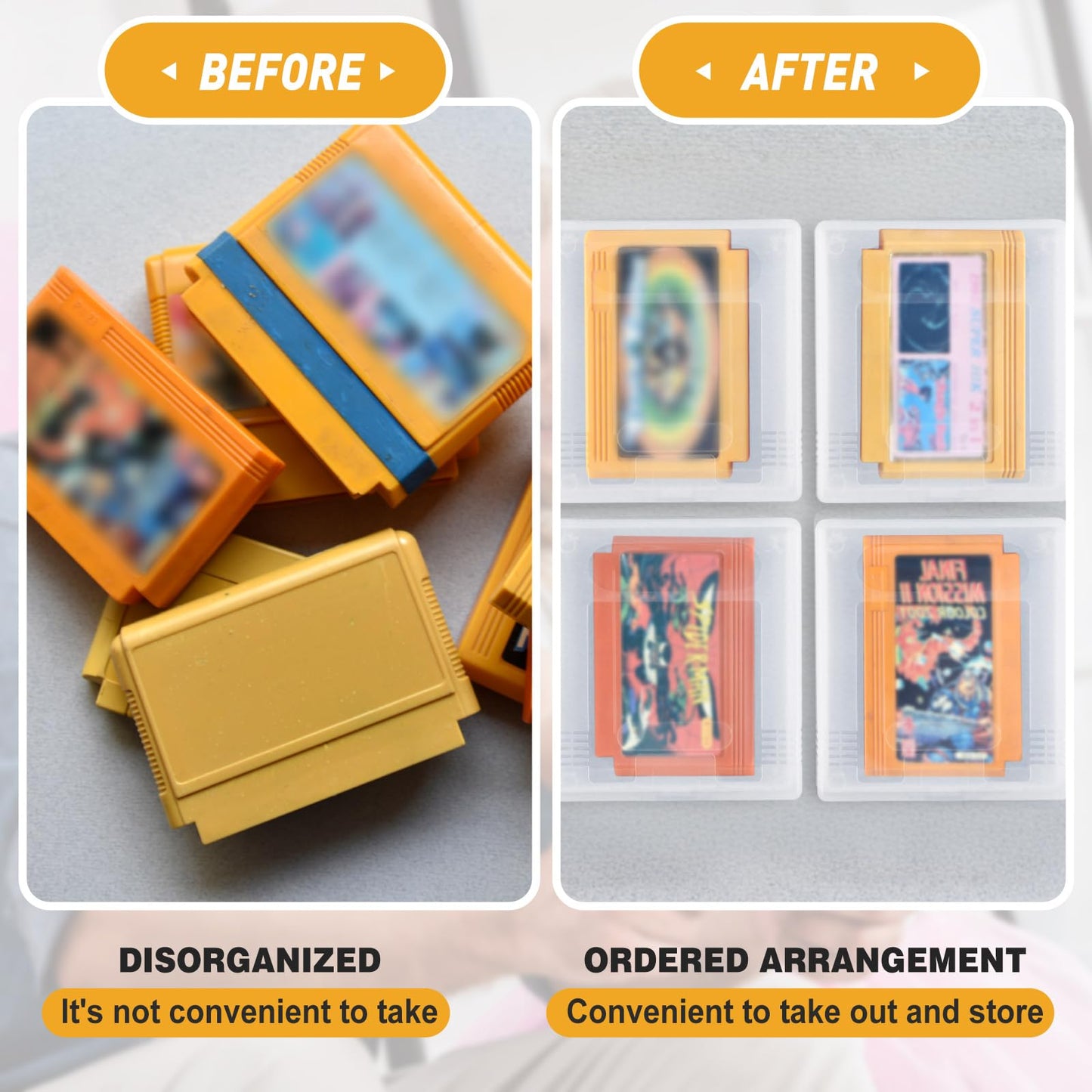 Reallnaive 24 Pcs Transparent Game Case Box - Anti-Dust, Big Storage, 2.5 x 2.8 Inch, Compatible with GBC/GB/GBP, Christmas