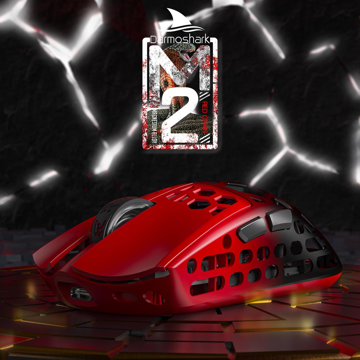 Darmoshark M2 Wireless Gaming Mouse - Tri-Mode 4K, 26000DPI, 42g Lightweight, 5 Programmable Buttons, Red