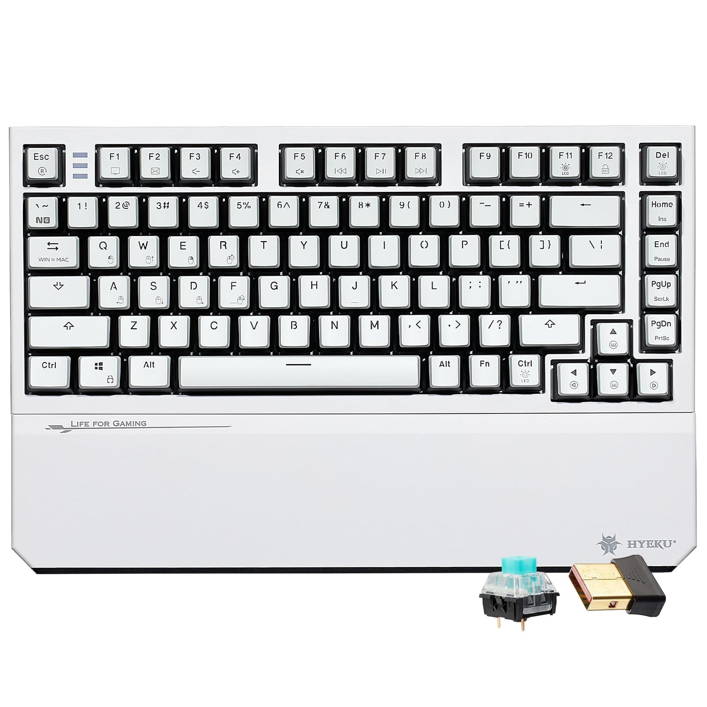 Hexgears X2 TKL Wireless Mechanical Gaming Keyboard with Magnetic Wrist Rest Dual-Mode 2.4GHz/USB-C Ergonomic Keyboard Pre-lubed Clicky Switches White LED Backlit Computer Gaming Keyboards