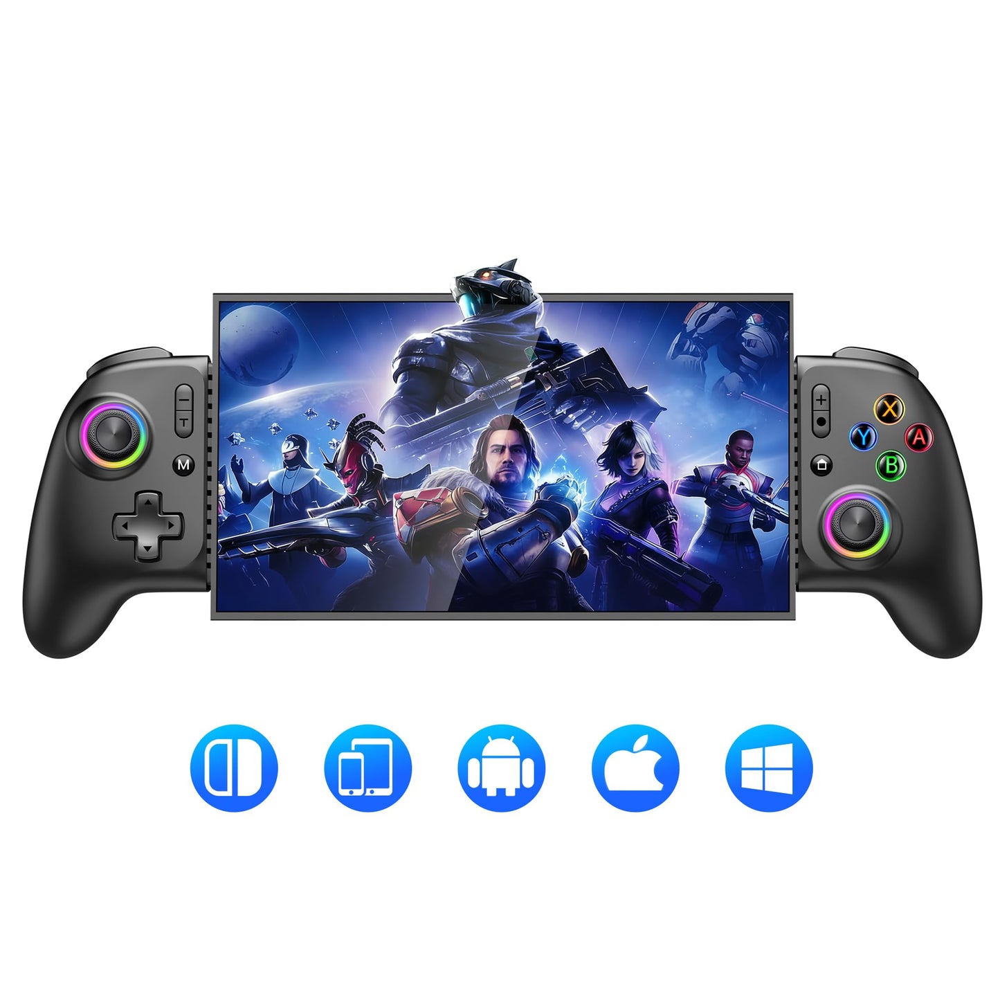 Mocagen MC2 Max Controllers for Nintendo Switch 2/1/Oled/iPhone/Android Handheld Gaming with Hall Effect Joysticks & Analog Triggers RGB Light Programmable Turbo