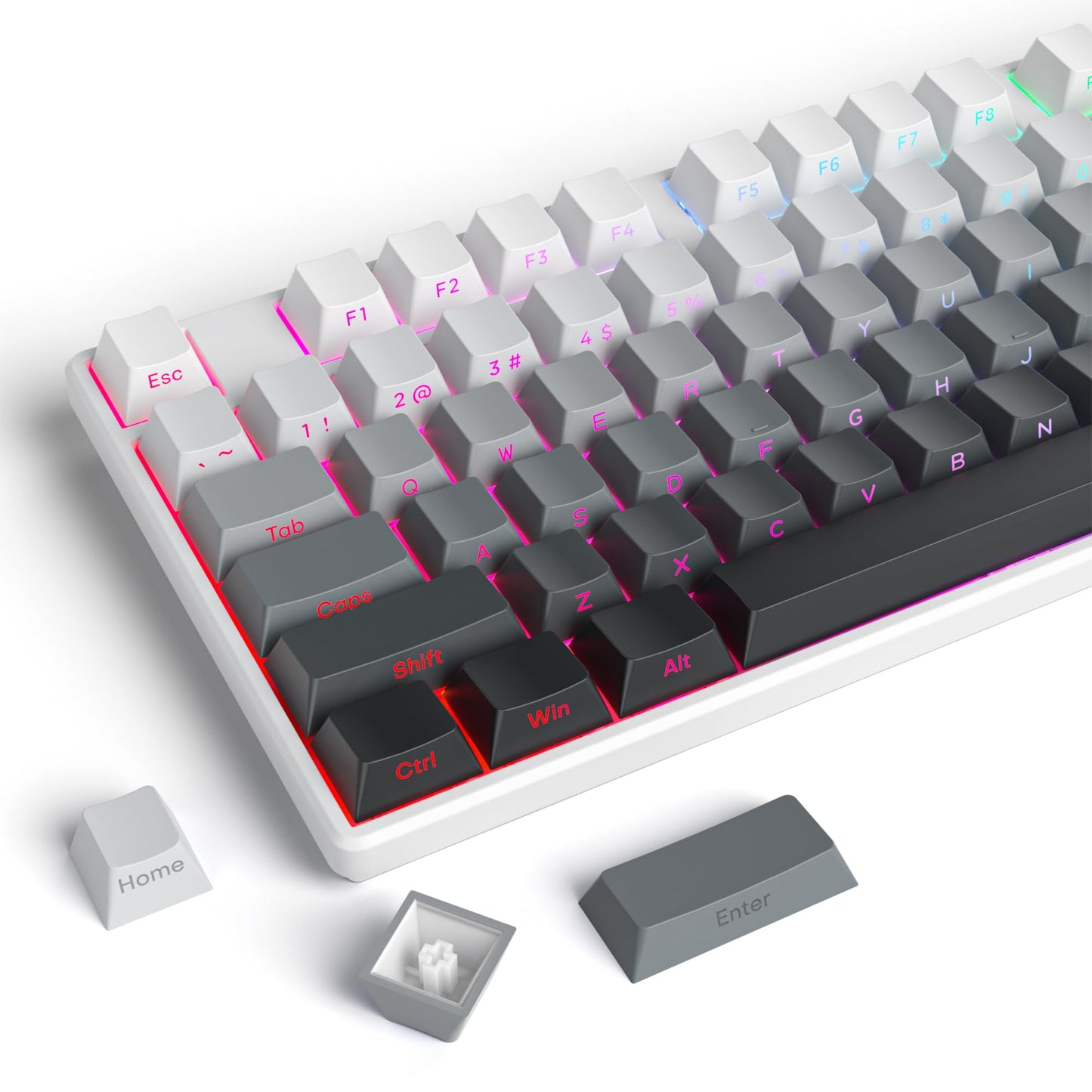Guffercty kred Gradient PBT Key caps for Mechanical Keyboards 135-keys Custom Minimalist Side Printed Double Shot Keycaps with Cherry Profile for Gaming Keyboard (Polar)