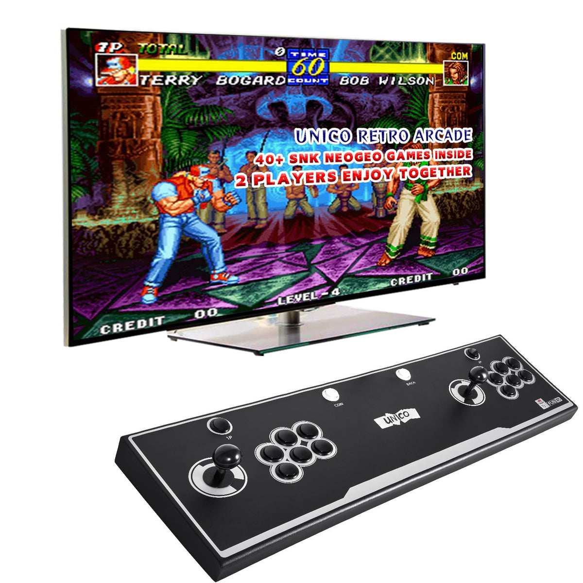 UNICO SNK Game Arcade 44 Pre-loaded Genuine SNK Games Two Joysticks for Two Player HDMI Output to TV/Monitor