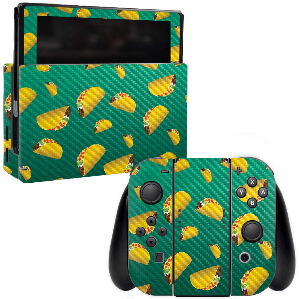 MightySkins Carbon Fiber Skin for Nintendo Switch - Tacos | Protective Durable Textured Carbon Fiber Finish | Easy to Apply Remove and Change Styles | Made in The USA