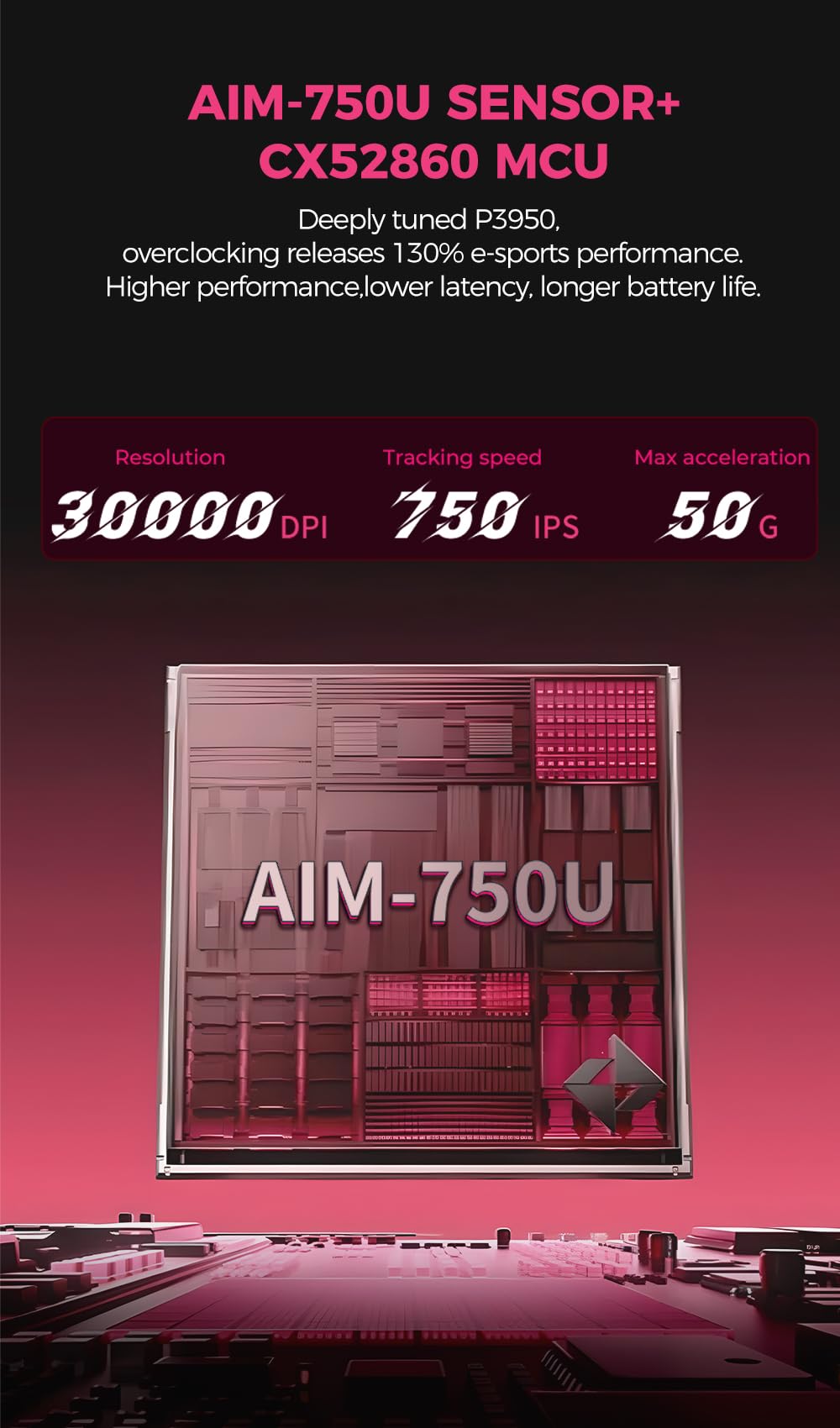 DAREU AE6 Pro Wireless Gaming Mouse, 30K Sensor, 59g Lightweight, Magenta, Dual 8K Polling, Programmable, Display Charging Dock