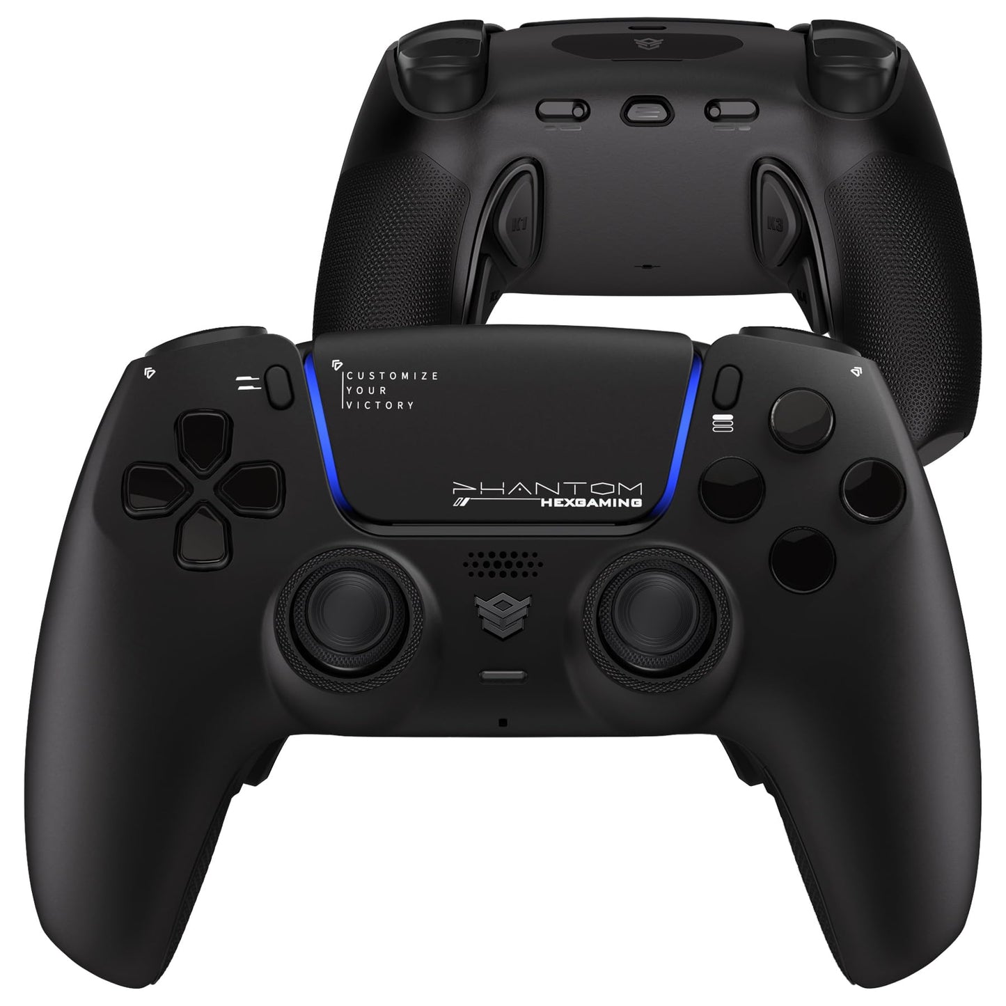 HEXGAMING PHANTOM Pro Gaming Controller with 4 Remappable Buttons 6 Remapping Profiles 8 Interchangeable Analog Stick and Adjustable Triggers Compatible with ps5 PC Mobile - Chaos Black