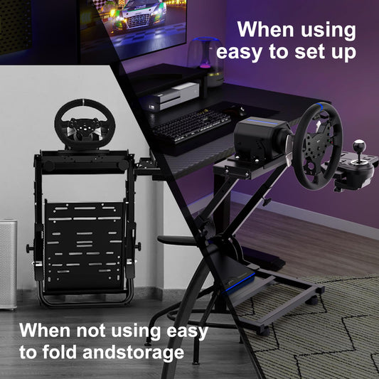 PXN Racing Wheel Stand with Shifter Mount for V10 V99 T300RS G27 G920 - Black