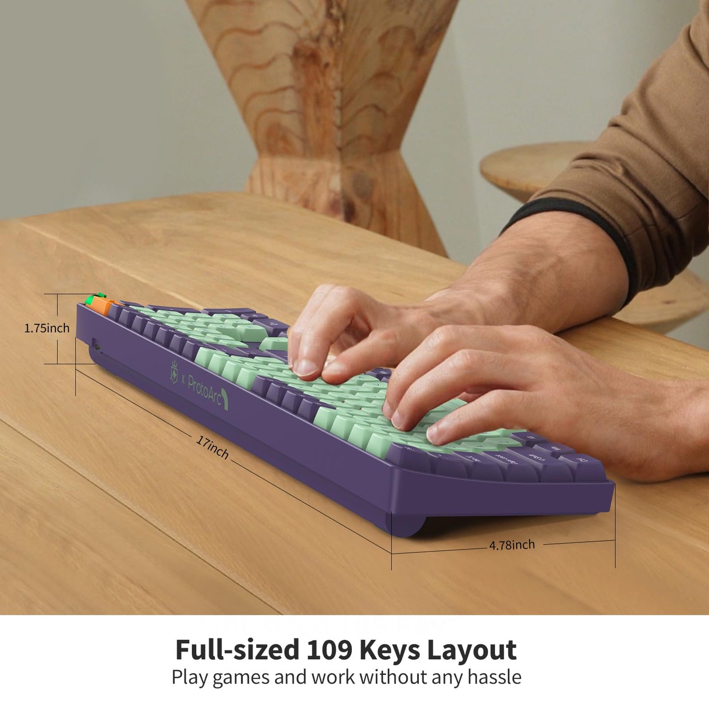 ROYALAXE R108 Wireless Mechanical Keyboard - Gateron G Pro 3.0 Yellow Switch, 109 Keys, RGB Light, Starry Cyan