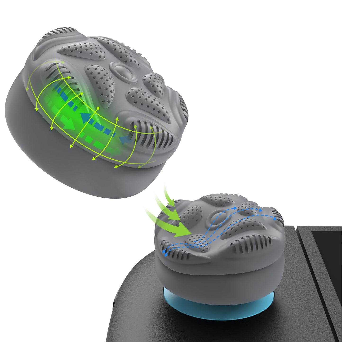 PlayVital for Switch 2 Thumbs Cushion Caps Thumb Grips (4-Pack) | Silicone Joystick Grip Cover for Nintendo Switch 2 Joycon Anti-Slip Raindrop Texture Design - New Hope Gray