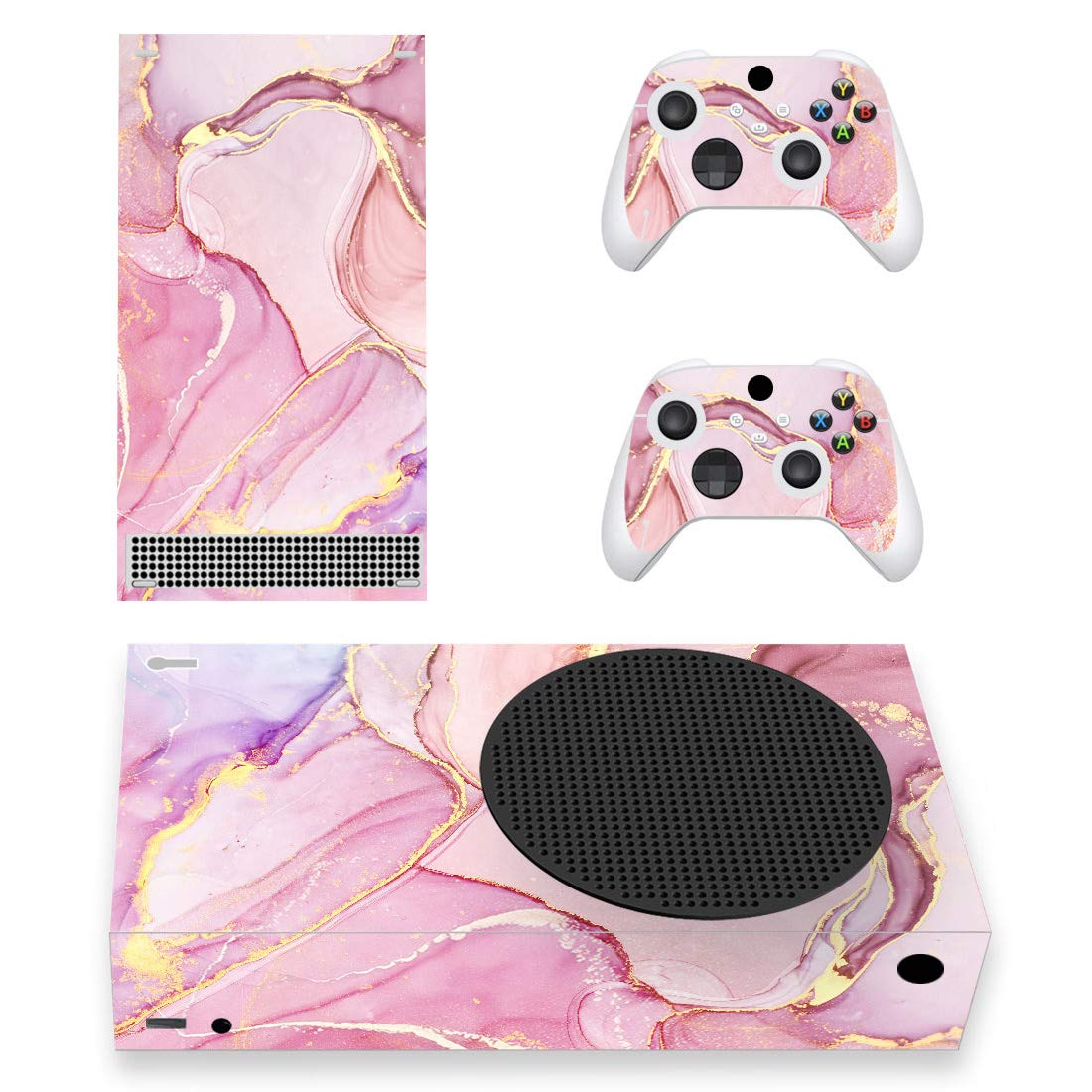 PlayVital Cosmic Pink Gold Marble Effect Custom Vinyl Skins for Xbox Core Wireless Controller Wrap Decal Cover Stickers for Xbox Series S Console Controller