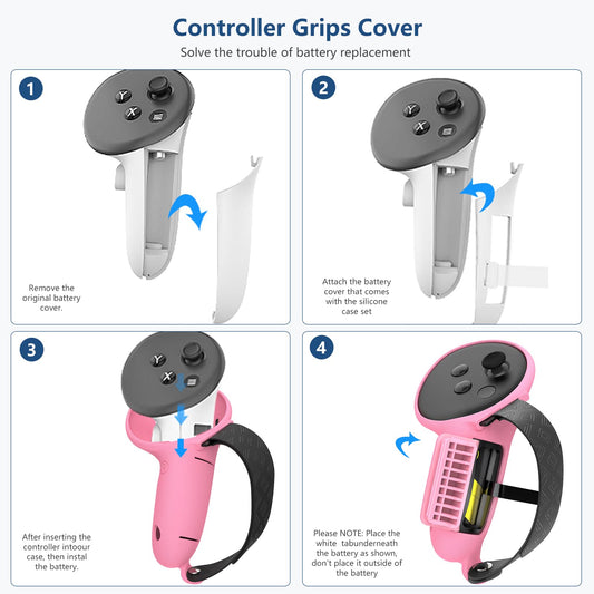 MTomatoVR 7 in 1 Silicone Cover Set for Quest 3S - Honeycomb-Pink, Includes Controller Grips, Face Cover, Lens Protector
