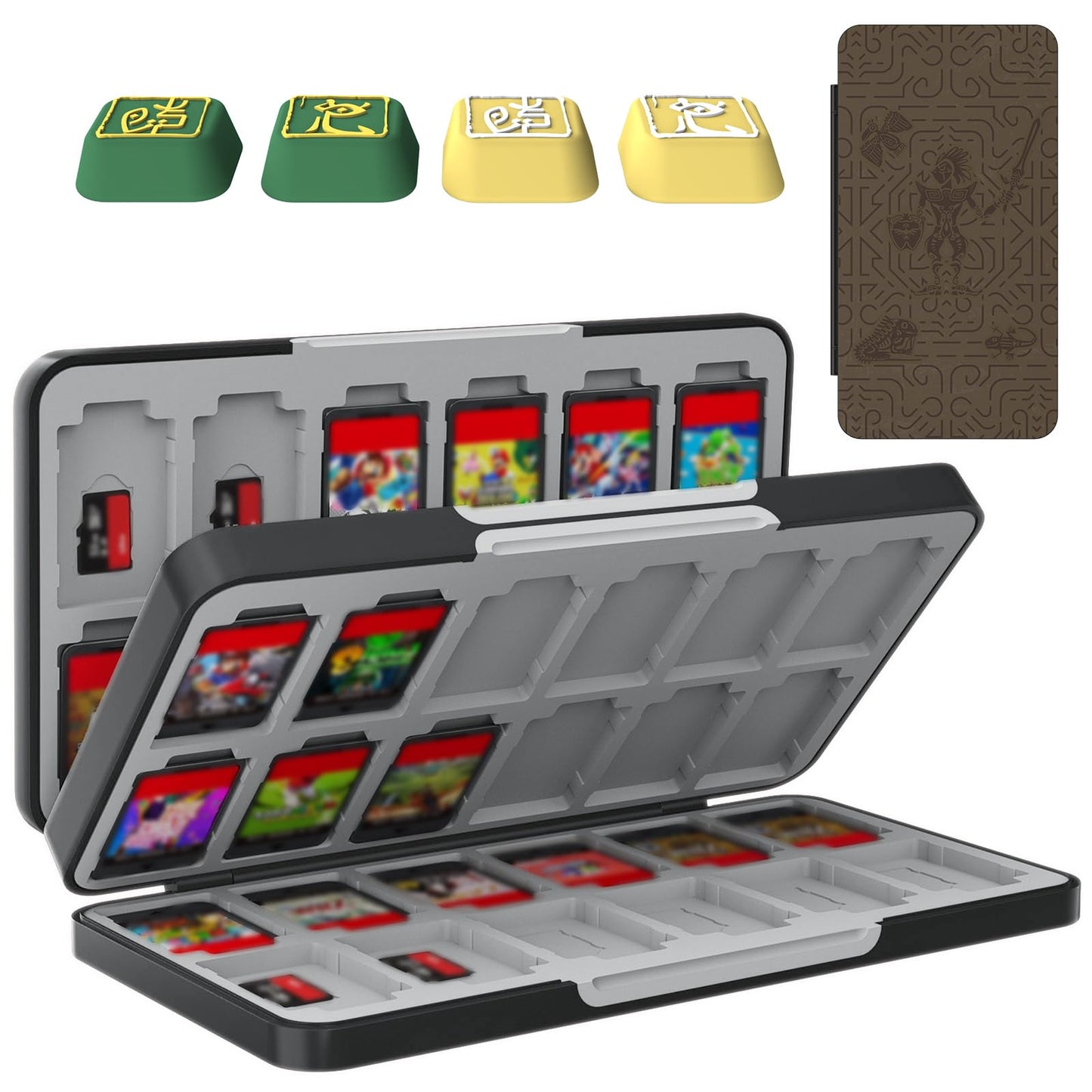 TiMOVO Game Card Case for Nintendo Switch 2/Switch OLED/lite Compact & Portable Storage Holder refill unit with 48 Game Card sections and 24 Micro SD Cards sections Murals