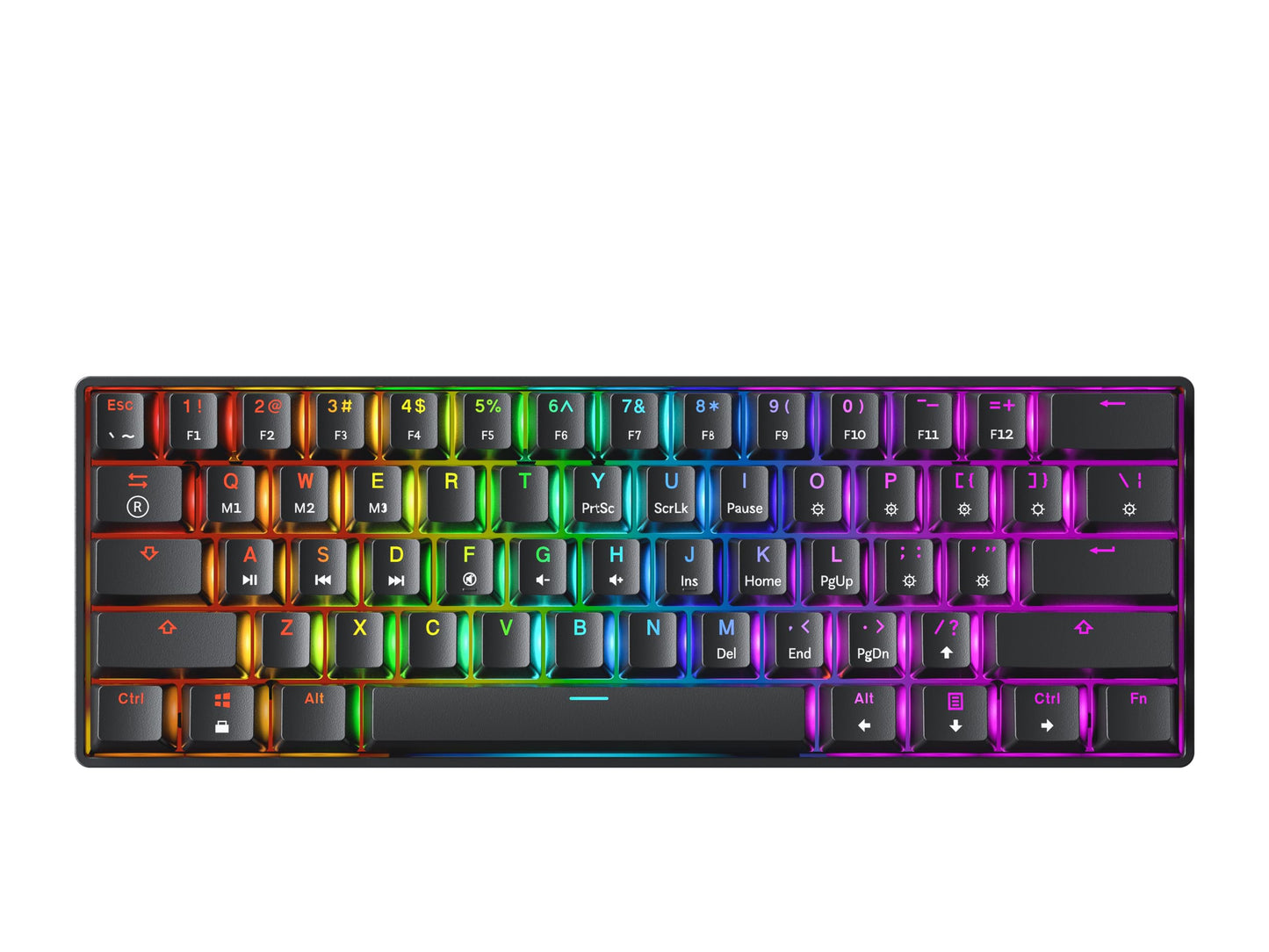 GK61 Mechanical Gaming Keyboard - 61 Keys Multi Color RGB Illuminated LED Backlit Wired Programmable for PC/Mac Gamer (Gateron Optical Yellow Black)