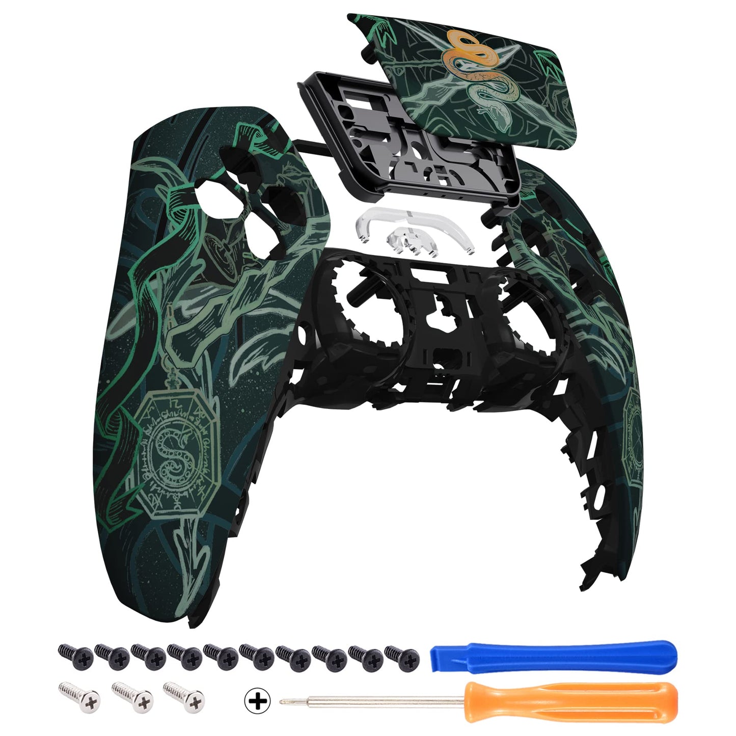 eXtremeRate Serpent Totem Soft Touch Touchpad Front Top Shell Compatible with ps5 Controller BDM-010 020 030 040 050 DIY Replacement Shell Custom Touch Pad Cover Compatible with ps5 Controller