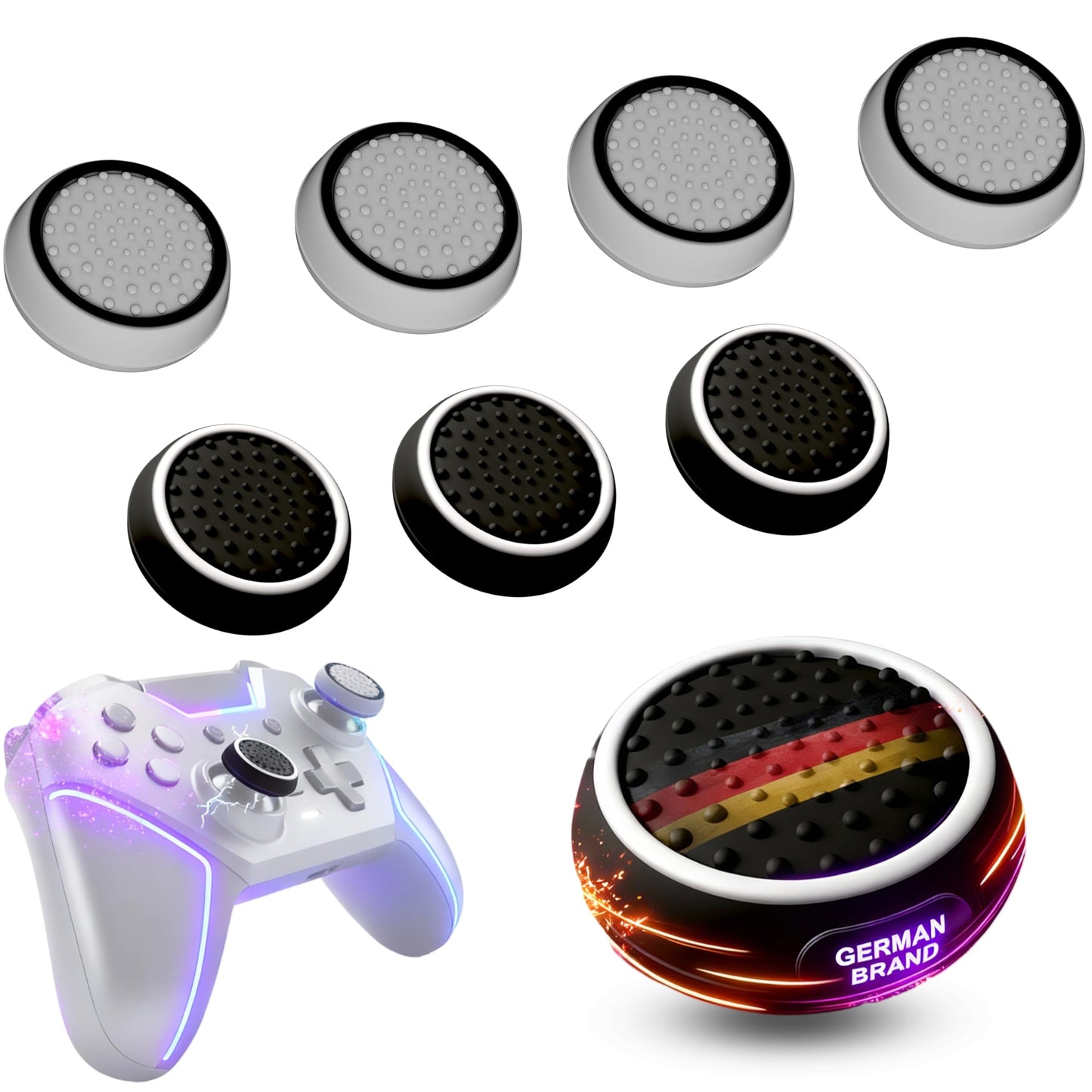 MatoSan 8 Thumbstick Grip Caps - Universal Silicone Controller Covers - Enhanced Grip Precision & Protection - Anti-Slip Joystick Accessories for All Modern Game Controllers