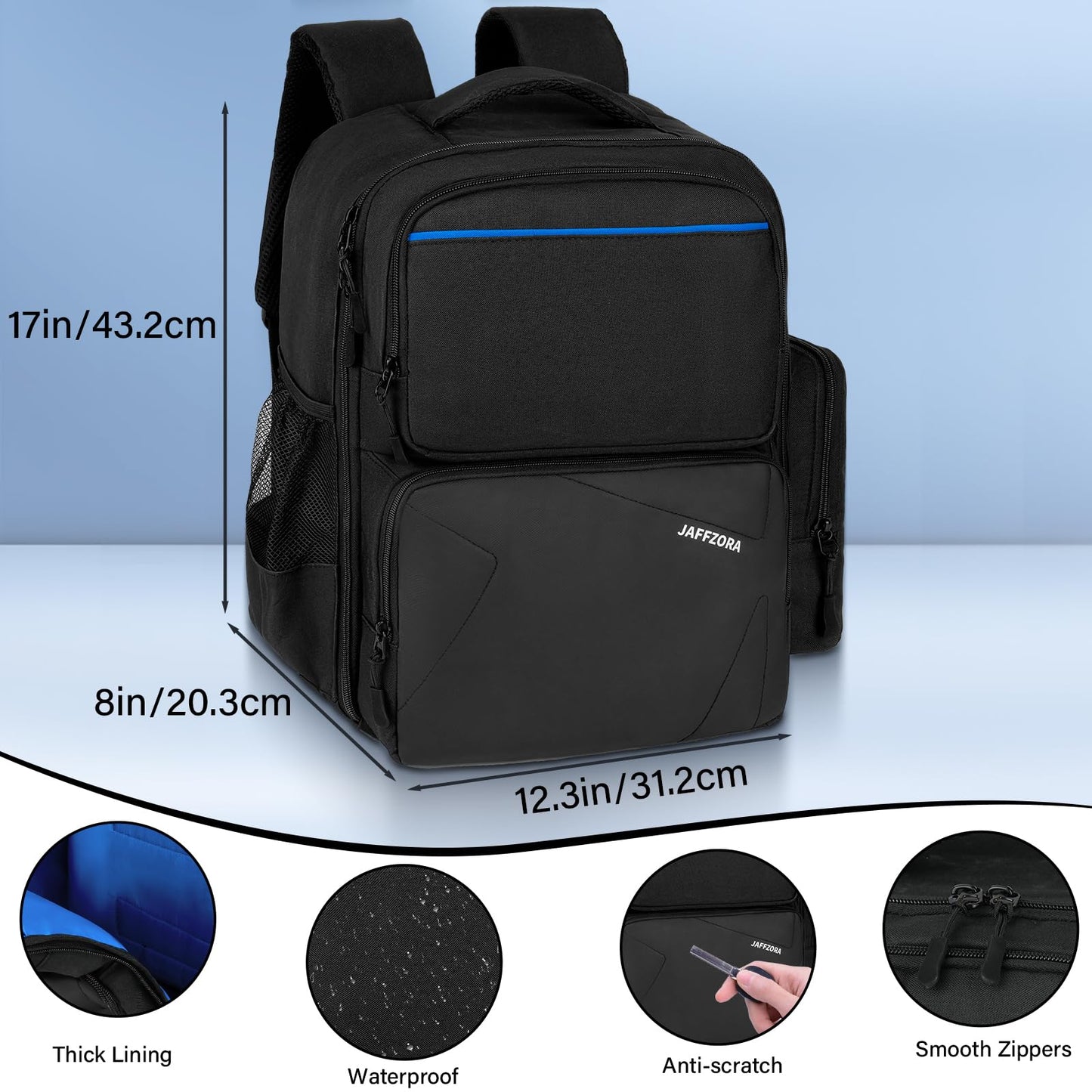 Jaffzora Travel Backpack for PS5/15.6" Laptop - Protective Black Carrying Case, Model J-PS5 BPK-B-BK