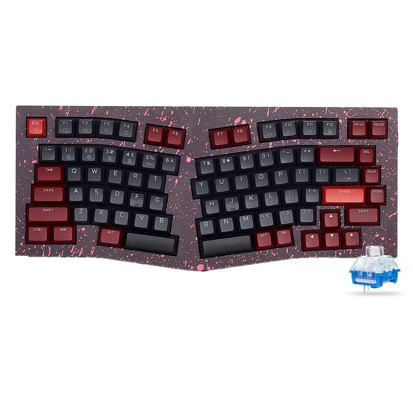 Hexgears F2 Alice83 Aluminum Custom Mechanical Keyboard Split 83 Keys Alice Layout Ergonomic Keyboard Hot Swappable Slient Linear Switch BT5.0/2.4GHz/USB-C RGB Backlit for Win/Mac (Burgundy)