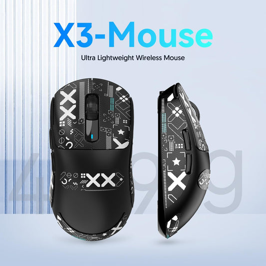 MAMBASNAKE X3 Wireless Gaming Mouse, Ultralight 49g, 26000 DPI, Bluetooth/2.4GHz/Wired, Black&Tape