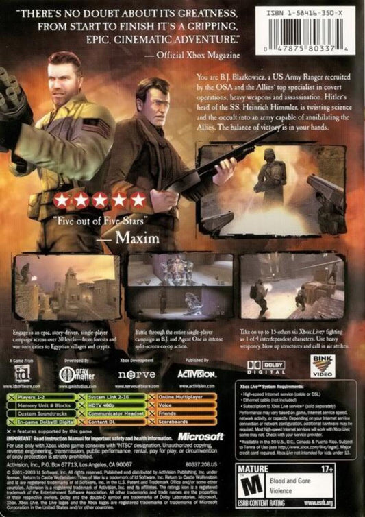ACTIVISION Return to Castle Wolfenstein: Tides of War for Xbox - Action Shooter Game
