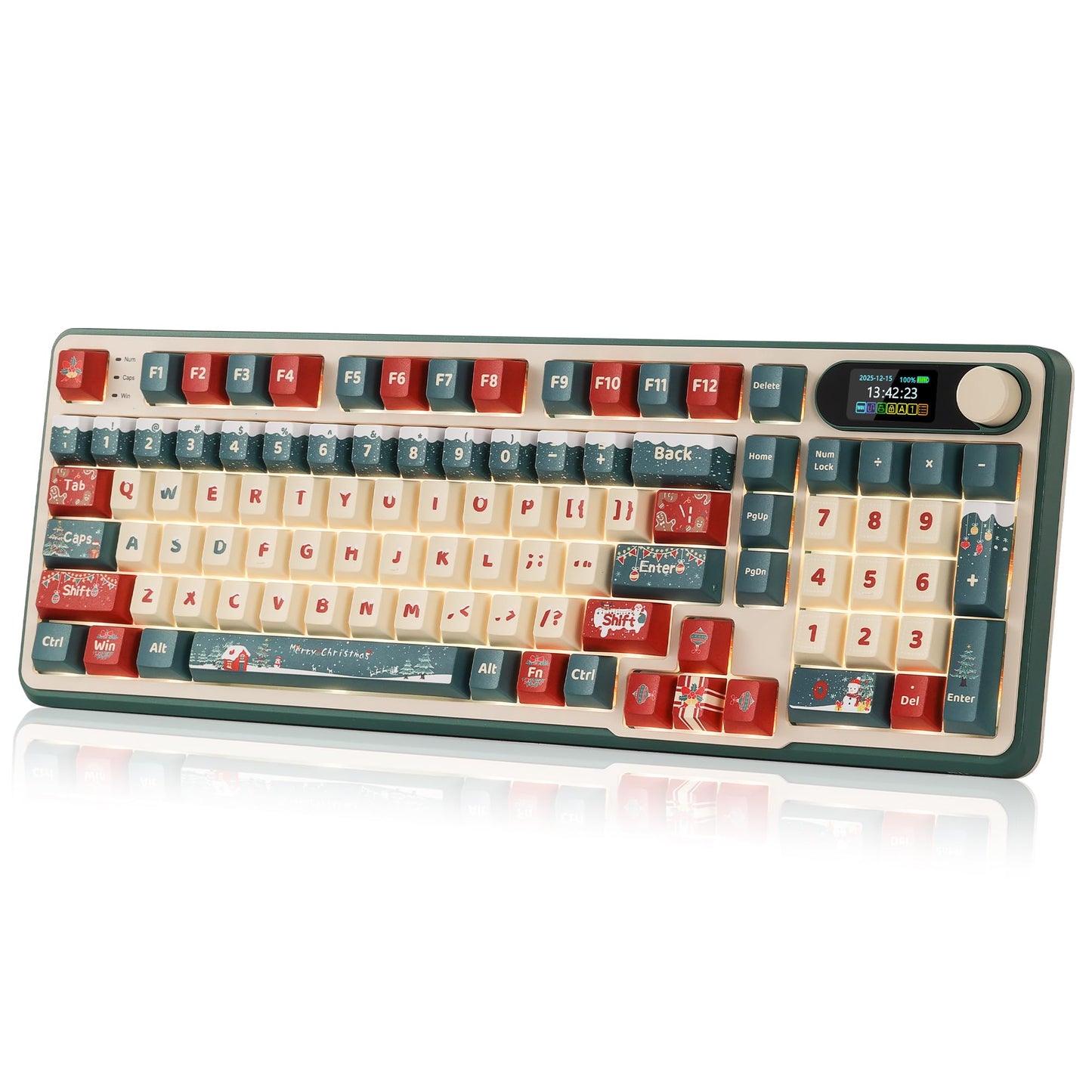 RK ROYAL KLUDGE S98 Mechanical Keyboard w/Smart Display & Knob Top Mount 96% RGB Wireless Gaming Keyboard BT/2.4G/USB-C Hot Swappable Software Support Creamy Sound 98 Keys Xmas Limited Edition