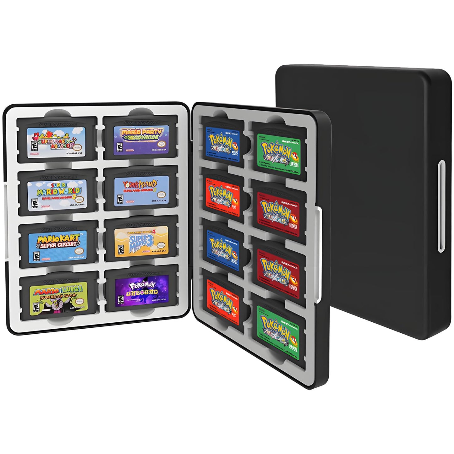 QUBAMG GBA Game Case Compatible with Game Boy Advance Holds 16 GBA Game Cartridges Silicone Slots with Magnetic Closure Portable Travel Organizer Storage Box for GBA Collectors