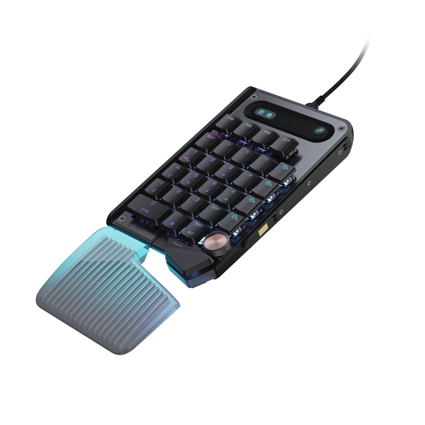 Turtle Beach Command Series KP7 Gaming Keypad - Compact Programmable Design Extendable Thumb Bar Programmable Wheel Rapid Trigger Hall Effect Switches 8K Polling Double Shot PBT Keycaps
