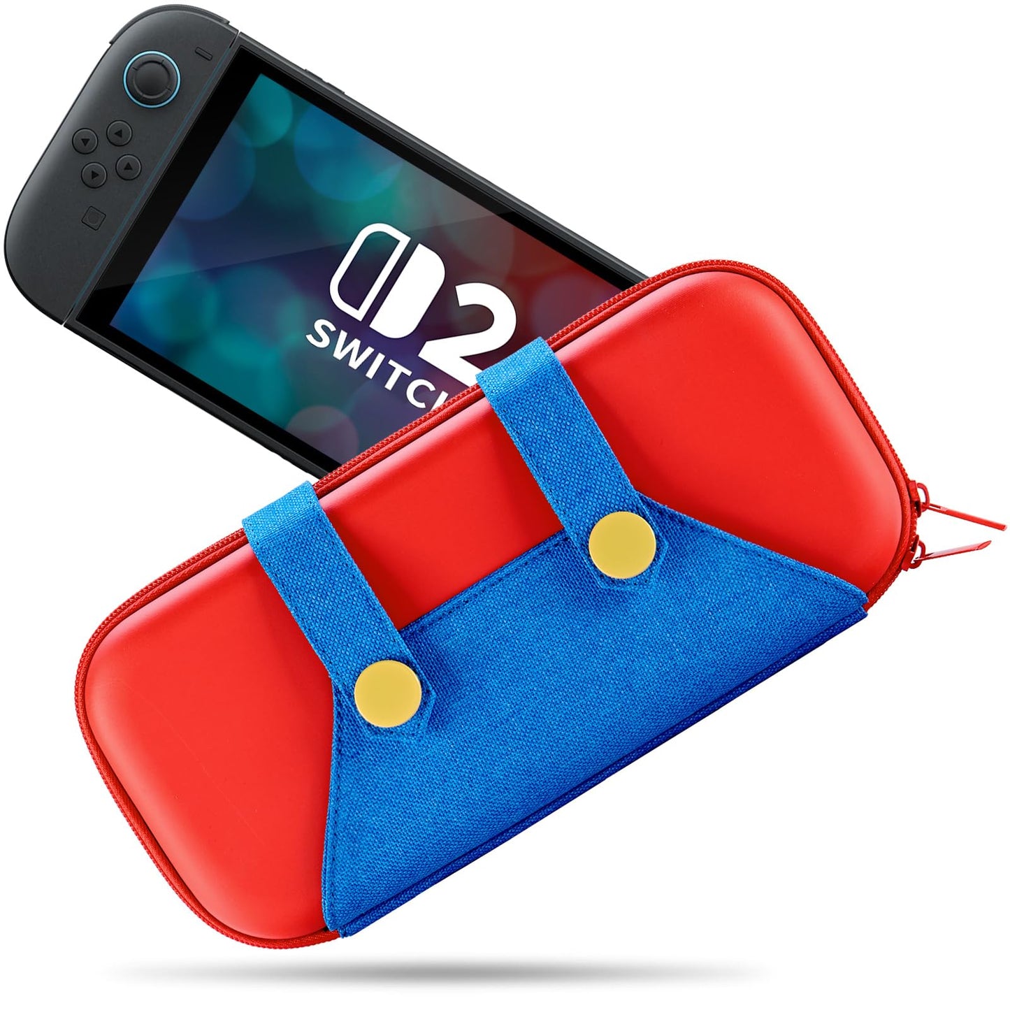 Switch 2 Case Compatible with Nintendo Switch/OLED 2025 Cute Carrying Fun Case with 10 Game refill unit Holders Slim Tpartyl Storage Pouch - Red Blue