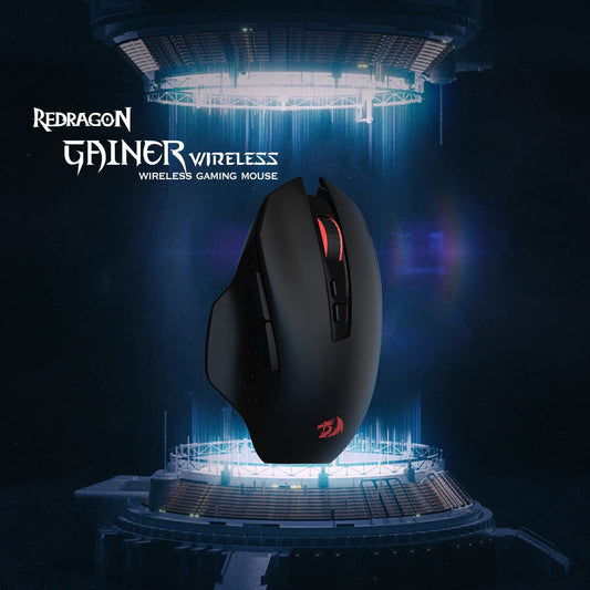 Redragon M656 Wireless Gaming Mouse - 4000 DPI, 7 Macro Buttons, Red LED, Black Plastic, Compatible with PC/Mac/Laptop