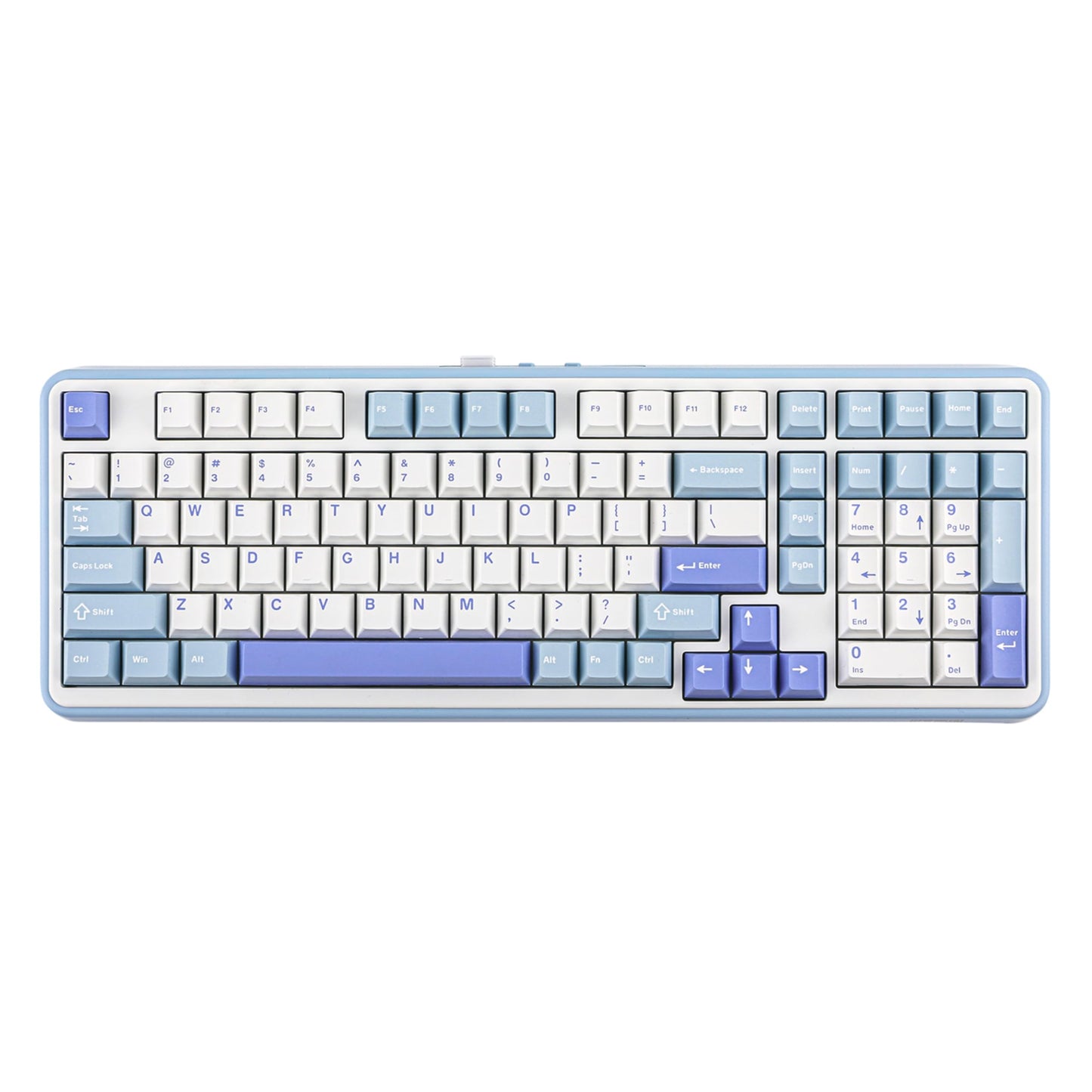 EPOMAKER TH99 Tri-Mode Wireless Mechanical Keyboard with 8000mAh Battery Hot Swappable Custom RGB Gaming Keyboard with Numpad Gasket Creamy for PC/Mac/Office (Blue&White Creamy Jade)