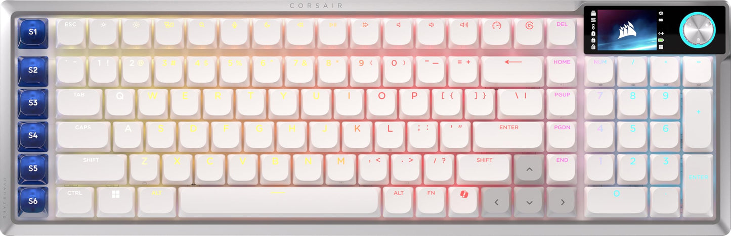 Corsair Vanguard AIR 99 Wireless Low-Profile Optical-Mechanical RGB Gaming Keyboard - QWERTY US 99% Layout OPX Switches 8000Hz Hyper-Polling Stream Deck Integration Flashtap SOCD - White
