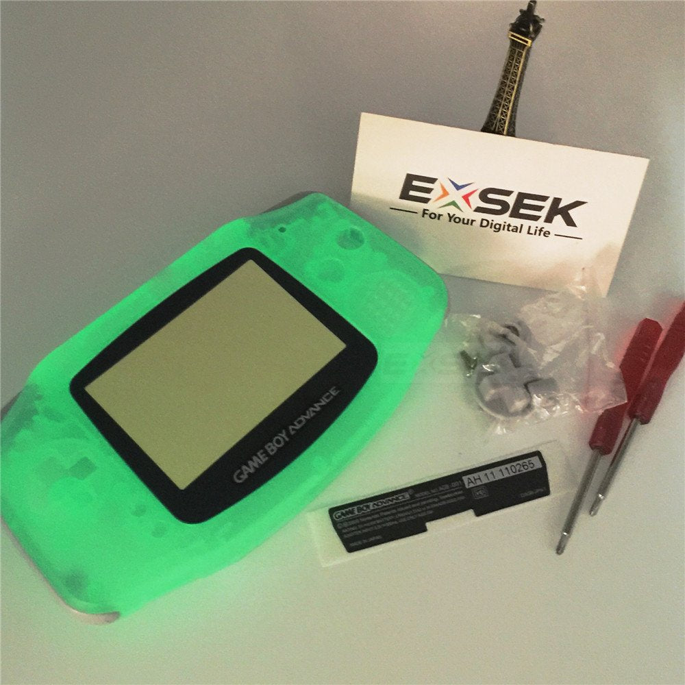 EXSEK GBA Housing Shell Pack - Luminous Green Edition Compatible with Gameboy Advance (Model: EXGBALUM)