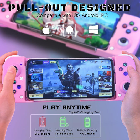 Megadream Mobile Game Controller for iPhone/Android/PC, Model 81-7, Pink, Compatible with Apex Legends & Call of Duty