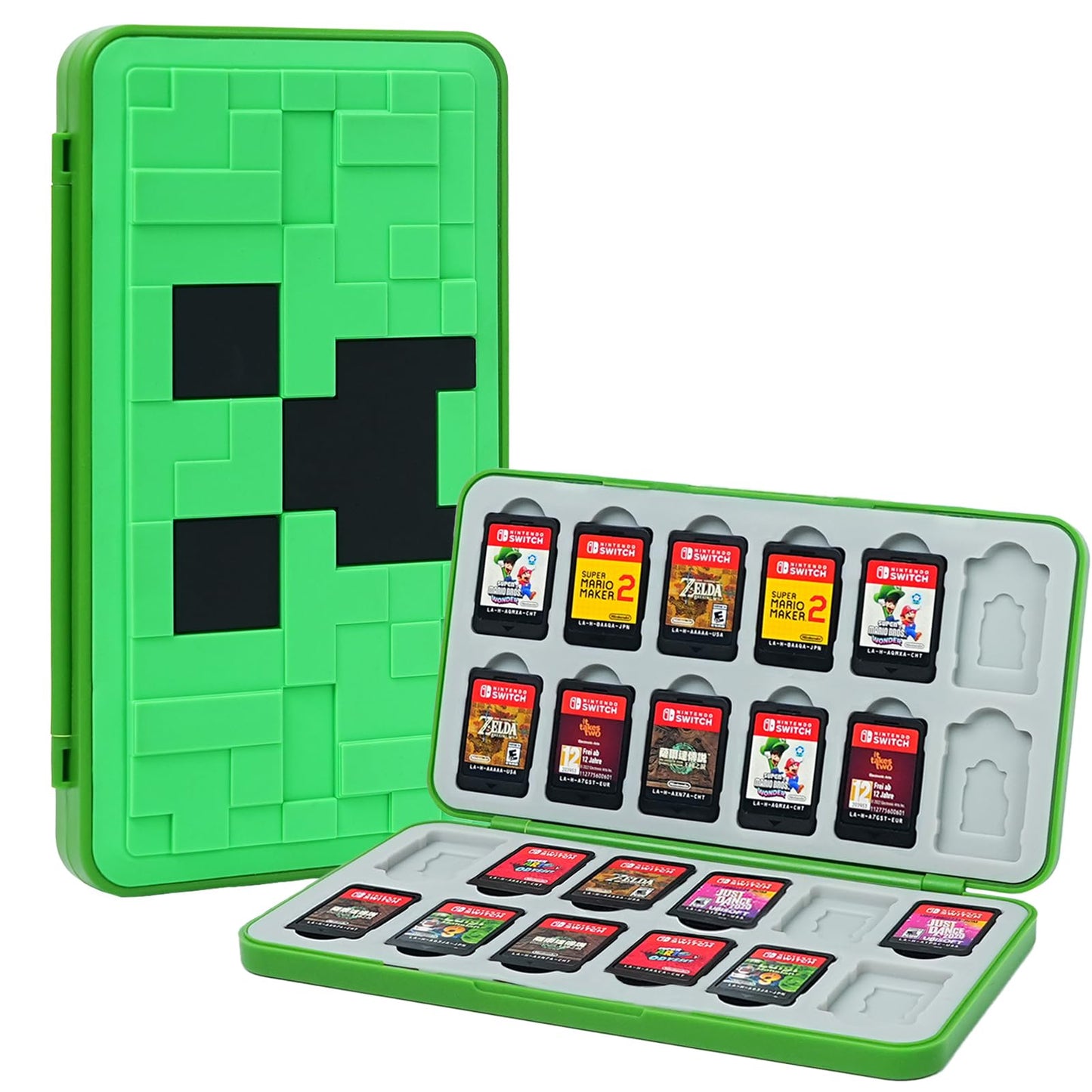 TIKOdirect Game Card Case for Nintendo Switch/SD Cards Storage 24 Switch Game Cards Portable Holder Pretty Cute Hard Shell with Magenic Closure Green
