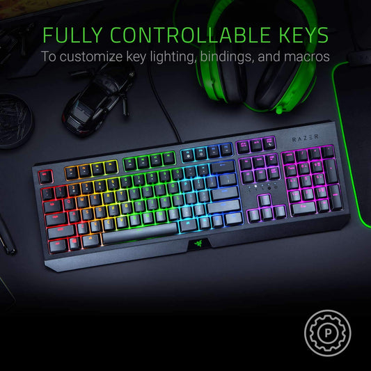 Razer BlackWidow Mechanical Gaming Keyboard - Green Switches, Chroma RGB, Classic Black, Model RZ03-02860200-R3U1