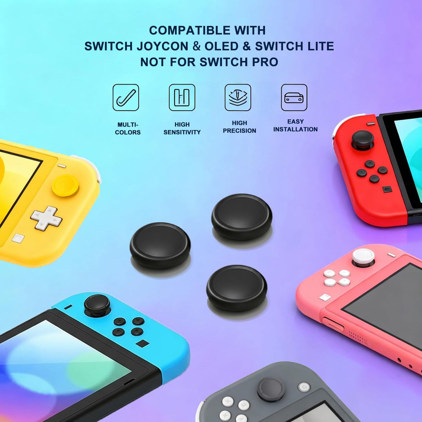 Ferkurn Joystick Controller Thumb Grip Cap for N-Switch OLED & Lite - Yellow Replacement Accessory